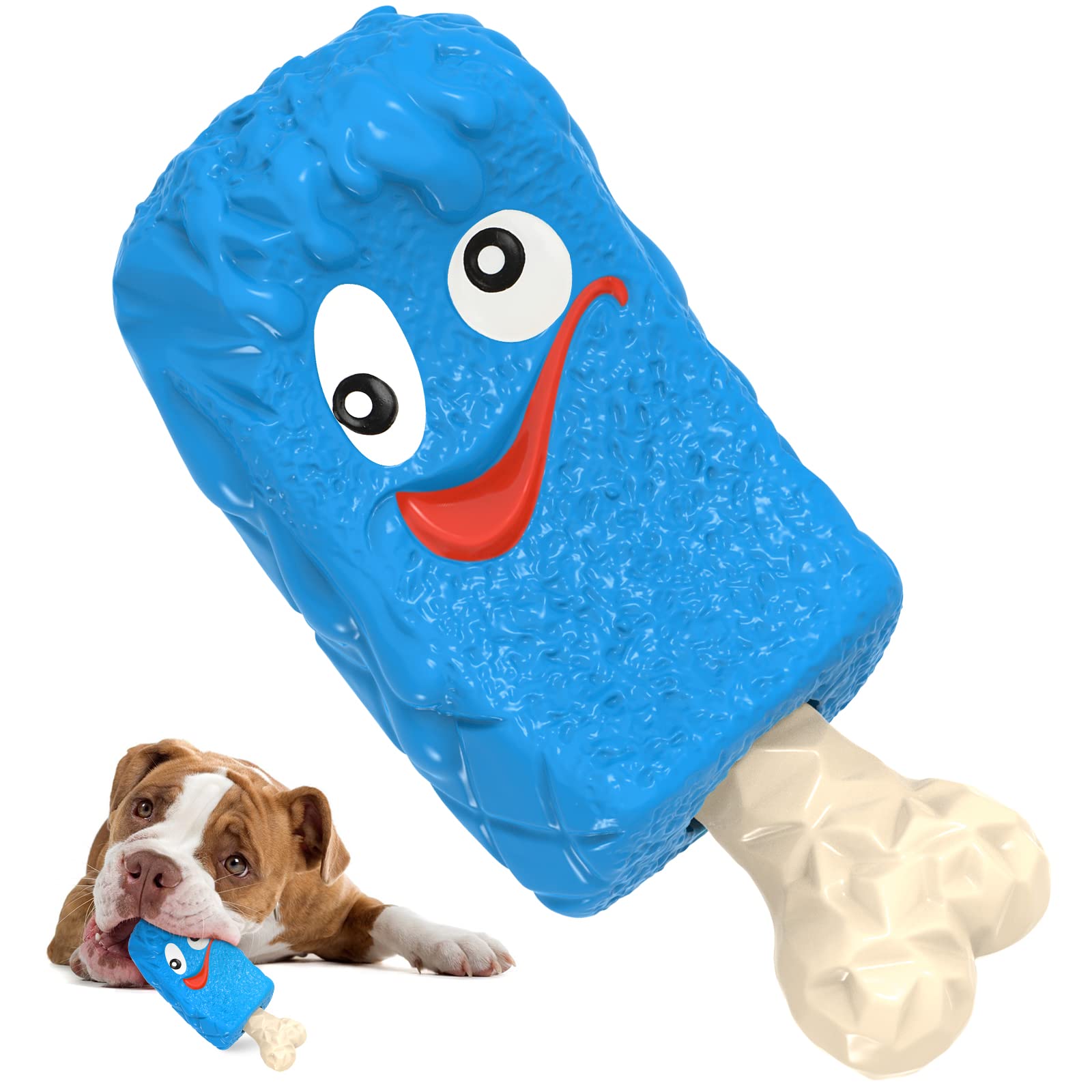 RUXAN Indestructible Dog Chew Toys for Aggressive Chewers - Natural Rubber Interactive Treat Toy with Milk Flavor for Medium & Large Dogs - Perfect for Chewing, Chase, Fetch and Training Sessions