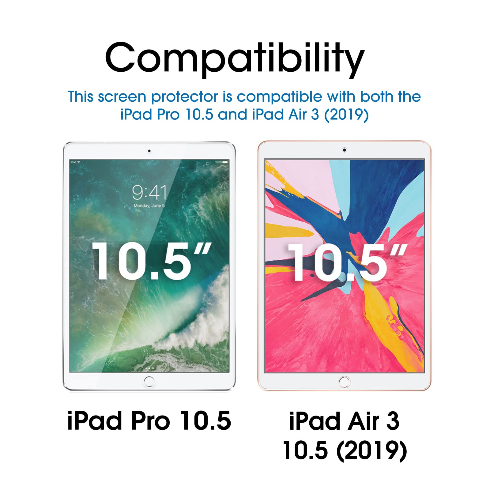 amFilm Tempered Glass Screen Protector for iPad Air 3 & iPad Pro 10.5