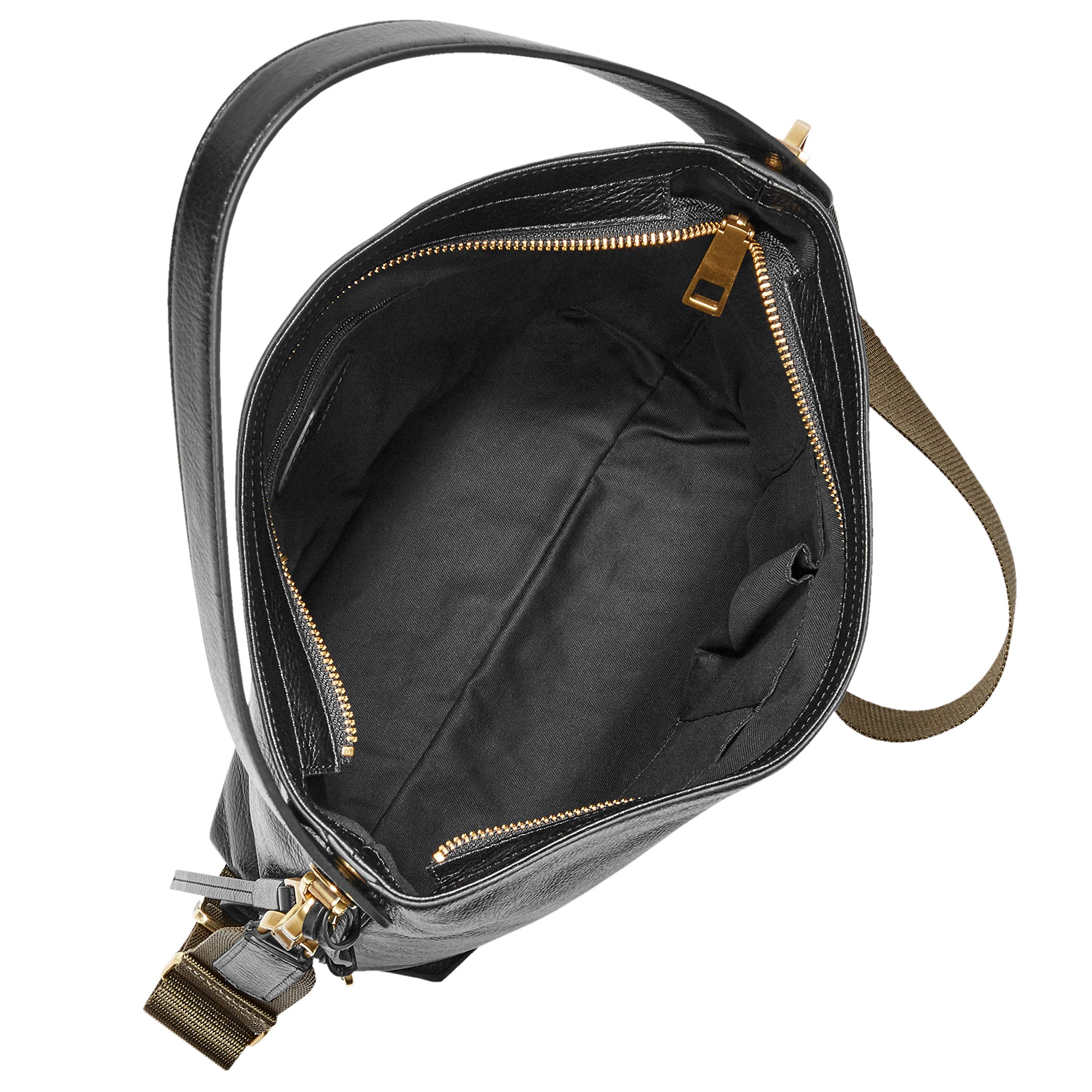 Fossil Women's Maya Leather Small Hobo Handbag & Logan Faux Leather RFID Zip Around Clutch Wallet Set - Black | Stylish Crossbody Purse for Work, Travel & Everyday Use