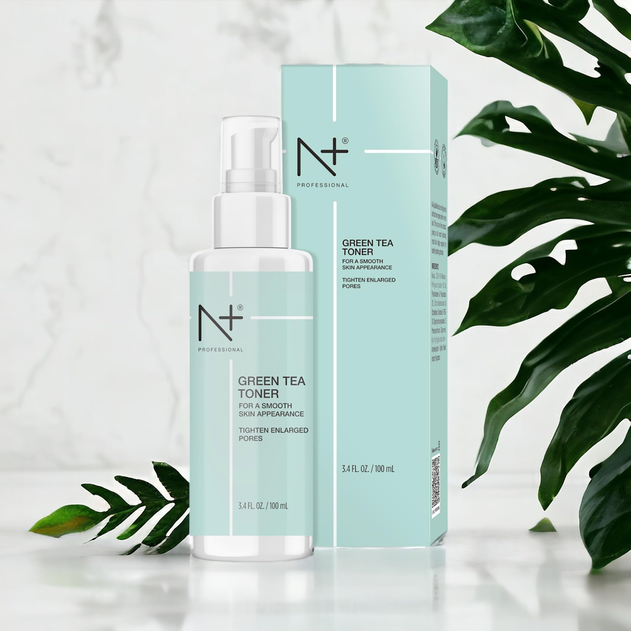 N PLUS Professional Green Tea Toner for Face - Tightens Enlarged Pores, Paraben-Free, 100ml | Hydrating & Refreshing Facial Toner for Daily Skincare Routine