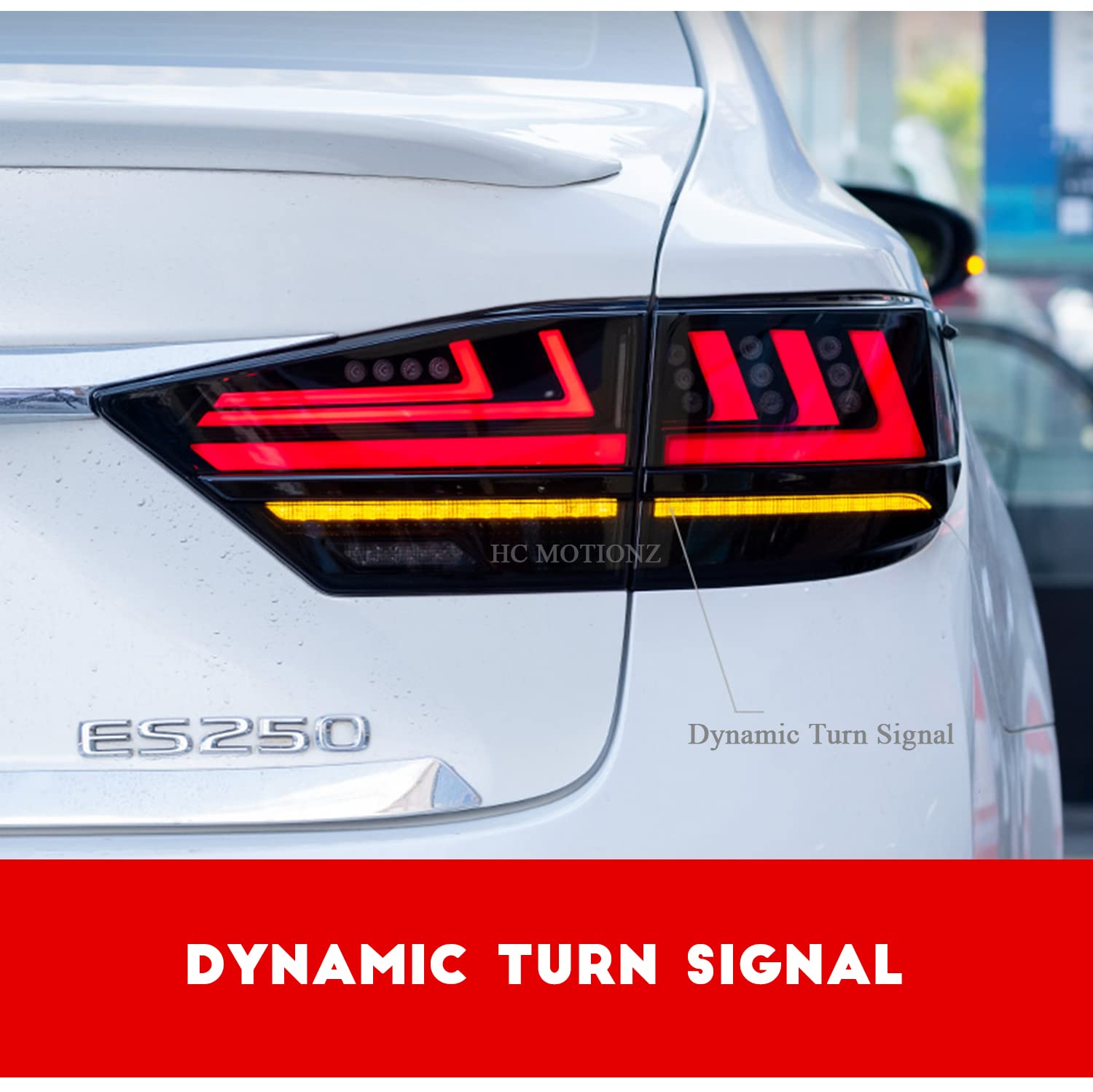 HCMOTIONZ LED Tail Lights Assembly for Lexus ES350 ES300h 2013-2018 - Dynamic Turn Signal Brake Light with Startup Animation | Rear Lamps Replacement | Enhanced Nighttime Visibility & Style Upgrade