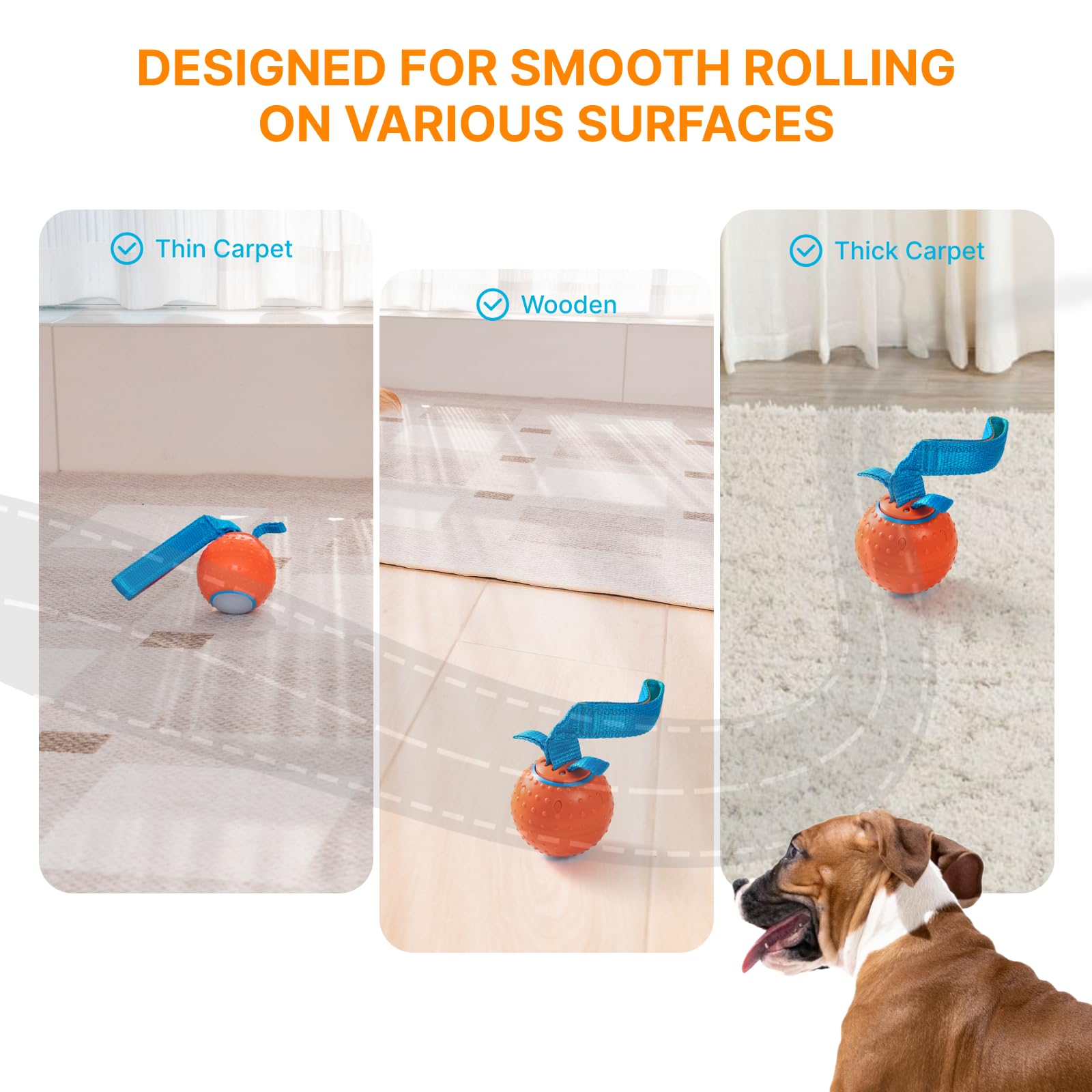 Interactive Electric Automatic Moving Dog Ball Toy - Rechargeable Smart Rolling Squeaky Ball for Small & Large Puppies - Keep Dogs Entertained & Relieve Boredom - Perfect for Indoor Play, Outdoor Exercise & Training Sessions