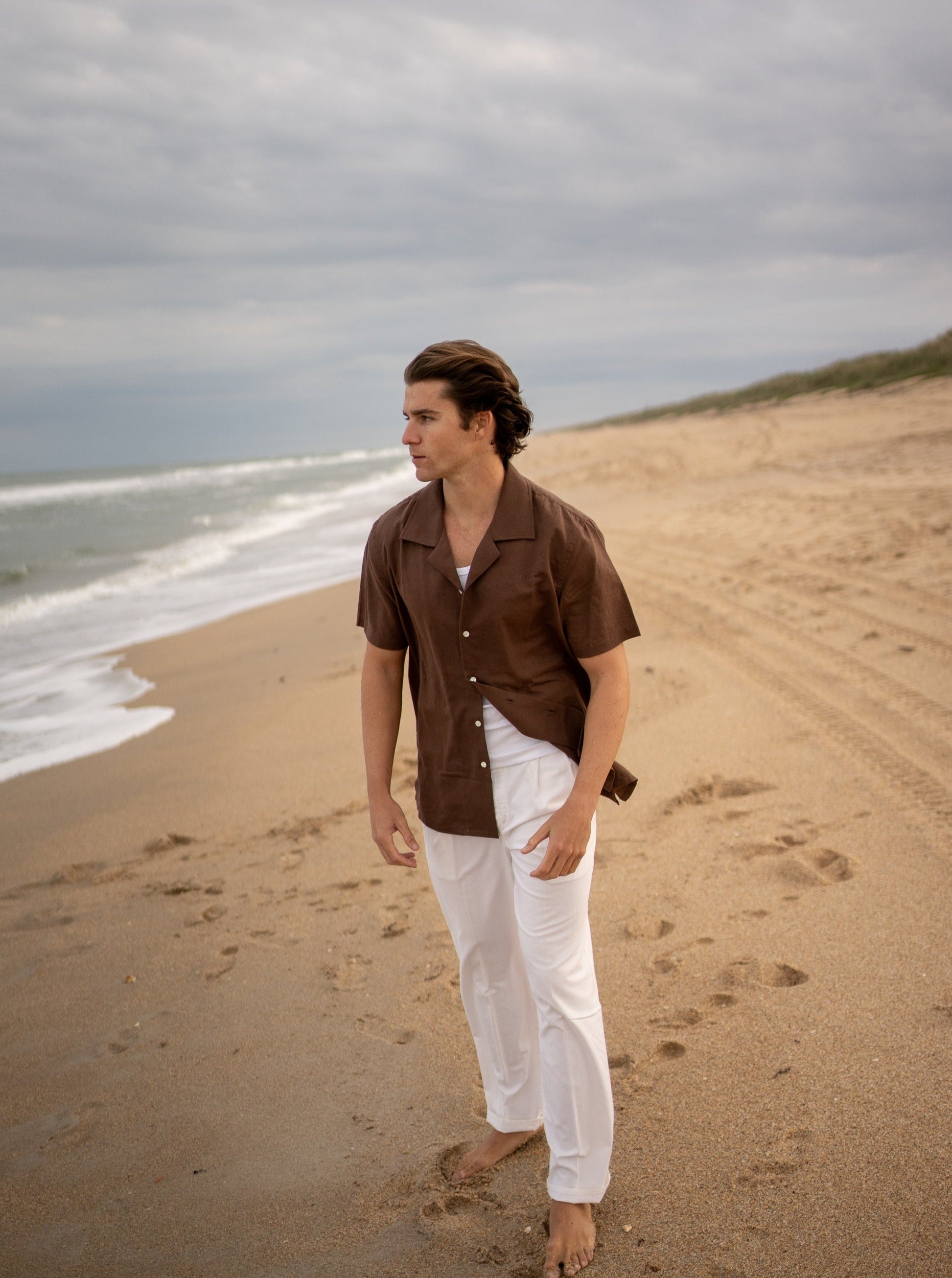 Linen Blend Camp Collar Shirt for Men - Comfortable & Breathable Summer Casual Wear - Perfect for Beach, Vacation & Outdoor Activities