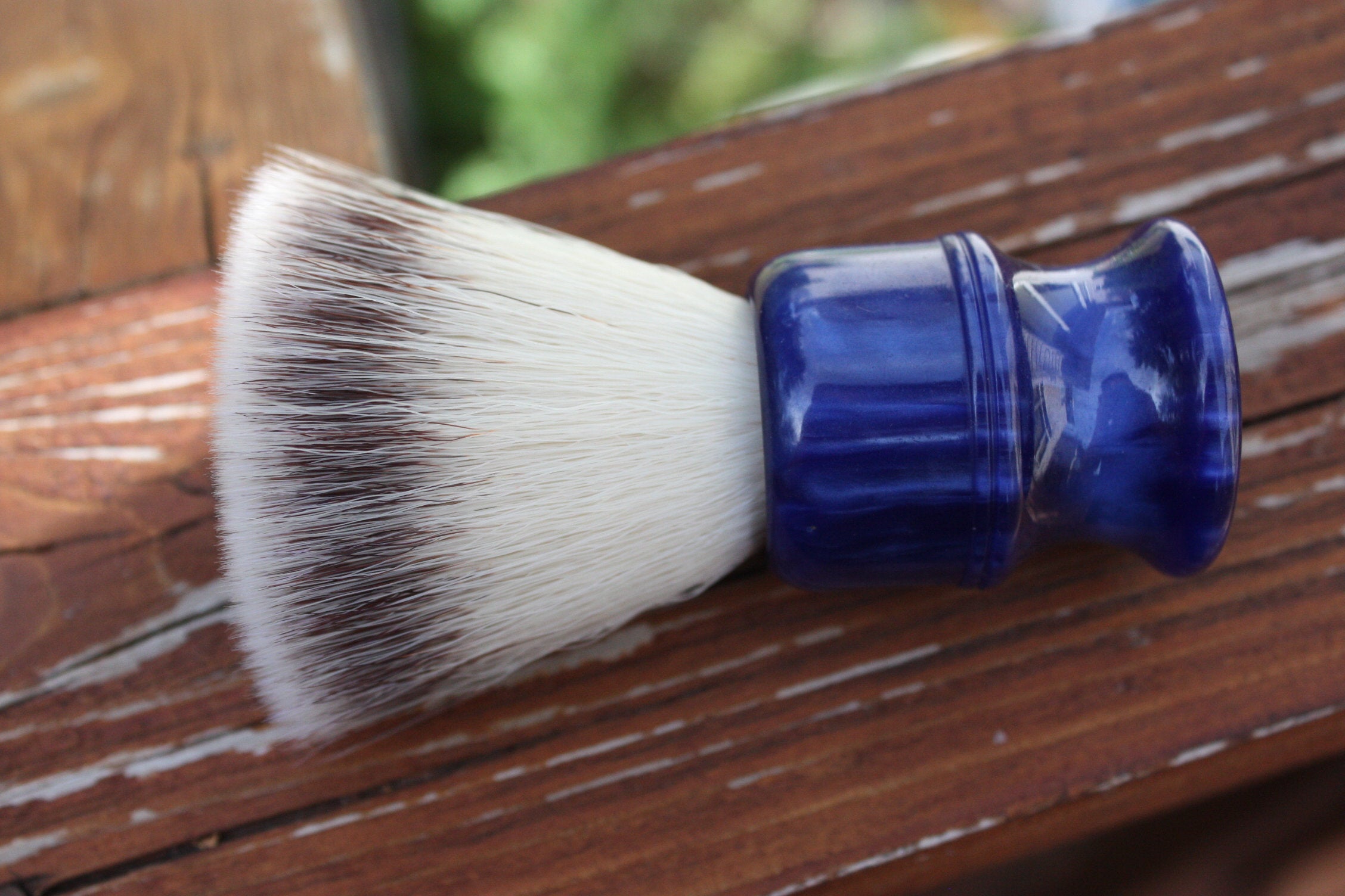 24MM Flat Top Shaving Brush with Blue Lagoon Handle - Premium Badger Hair for Men's Wet Shaving & Grooming - Perfect for Lathering Soaps & Creams