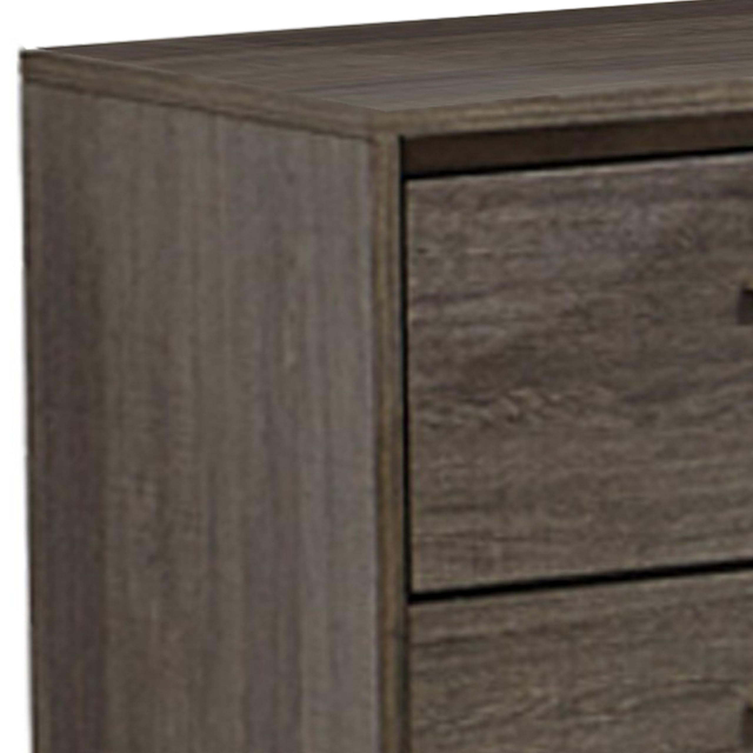 Benjara 2 Drawer Wooden Nightstand with Straight Legs - Gray and Brown Bedside Table for Bedroom, Living Room & Office
