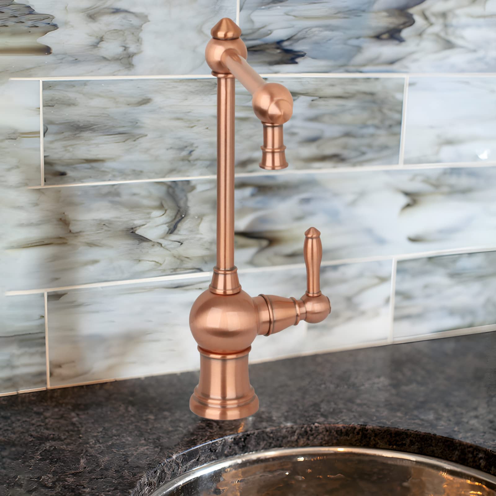 Akicon One-Handle Copper Drinking Water Filter Faucet - Instant Hot Water Dispenser & Filtration System - Premium Copper Construction for Kitchen & Bathroom Use