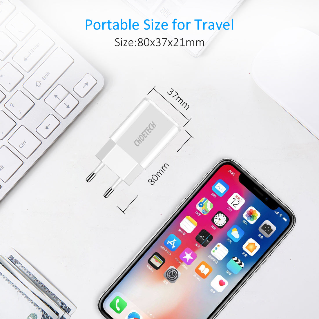 10W Dual USB Wall Charger Fast Charging - 5V/2A Travel Power Adapter for iPhone, Samsung, Android Devices - Perfect for Home, Office & Travel Use