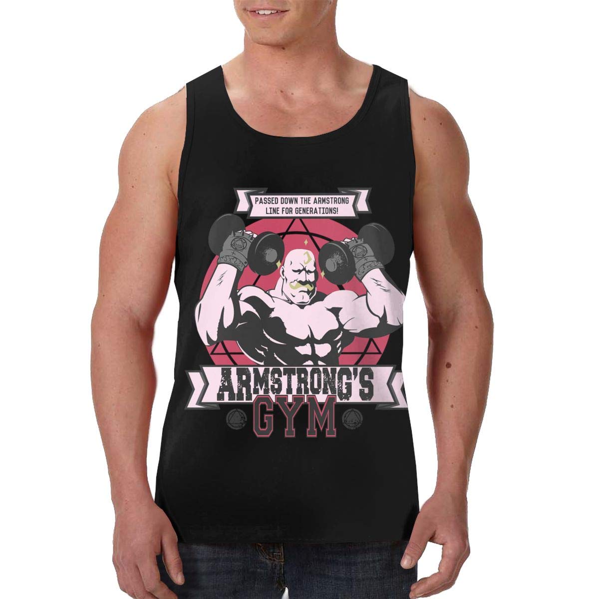Fullmetal Alchemist Armstrong's Gym Men's Lightweight Workout Tank Top - Breathable Sleeveless Bodybuilding Shirt for Training & Anime Cosplay