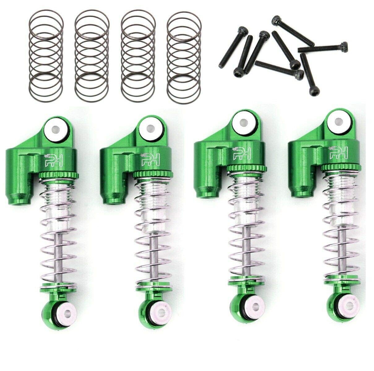 Powerhobby Axial SCX24 Aluminum Threaded Mini/Micro Shocks (4-Pack) - Front & Rear Suspension Upgrade for RC Crawler - Green - Perfect for Off-Road Trail & Rock Crawling Performance