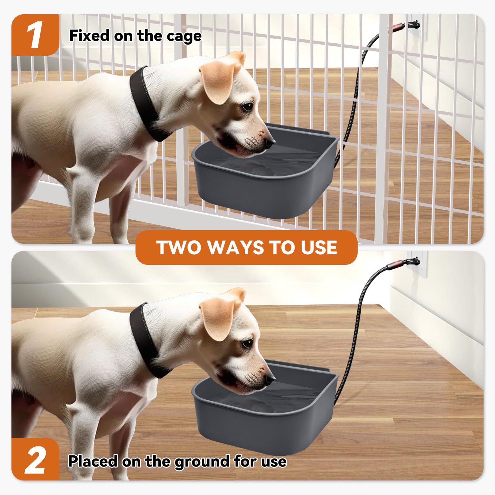 NAMSAN 1L Small Heated Pet Bowl for Cats, Rabbits, Dogs - Outdoor Heated Water Dish for Chickens & Birds - Indoor Thermal Dog Crate Bowl & Hanging Kennel Cage Feeder with Removable Design | Perfect for Winter Pet Care, Backyard Poultry & Travel Use