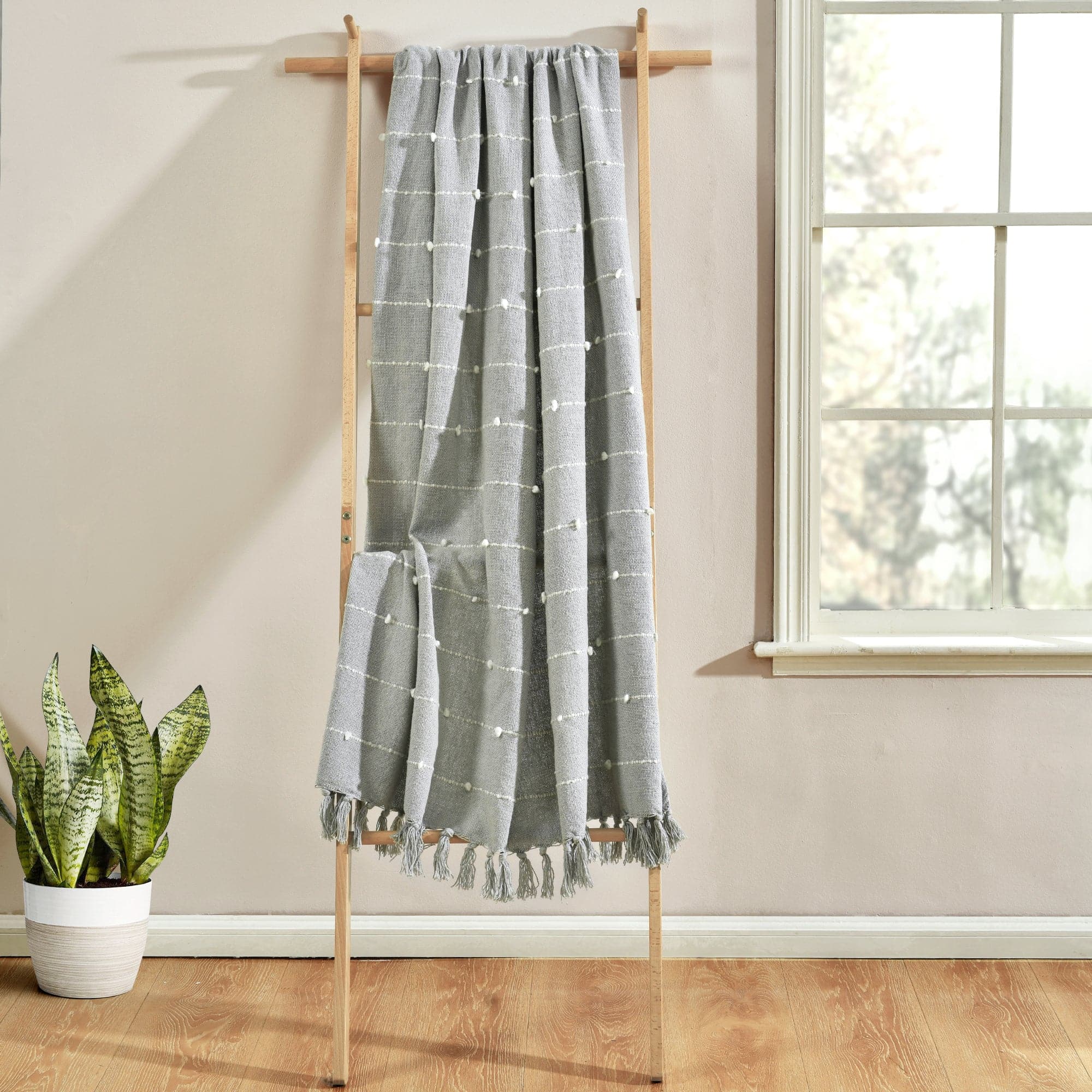 Boho Tufted Cotton Woven Tassel Fringe Throw Blanket - Soft Cozy Decorative Couch Cover for Living Room, Bedroom & Outdoor Use