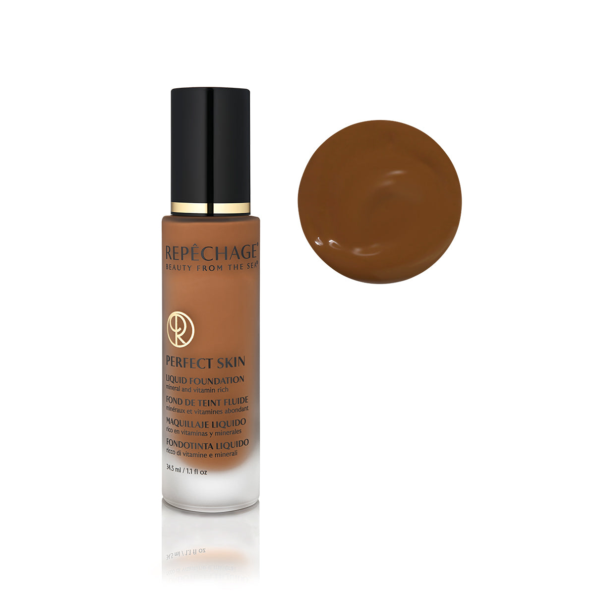 Perfect Skin Liquid Foundation - Medium Deep Tone (PS12) | Flawless Full Coverage Makeup for All-Day Wear | Ideal for Professional & Everyday Use