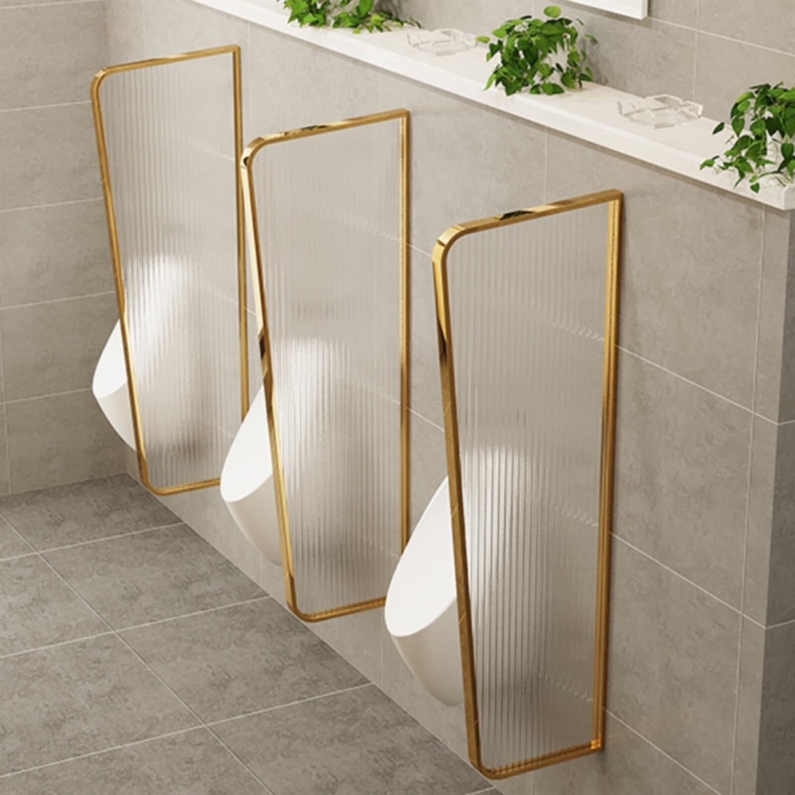 Stainless Steel Wall-Mounted Urinal Privacy Screen with Tempered Glass - Gold Toilet Partition for Men's Restroom - Durable Baffle Divider for Hotels, Restaurants & Bars (1PC) - Ideal for Commercial Spaces and High-Traffic Areas