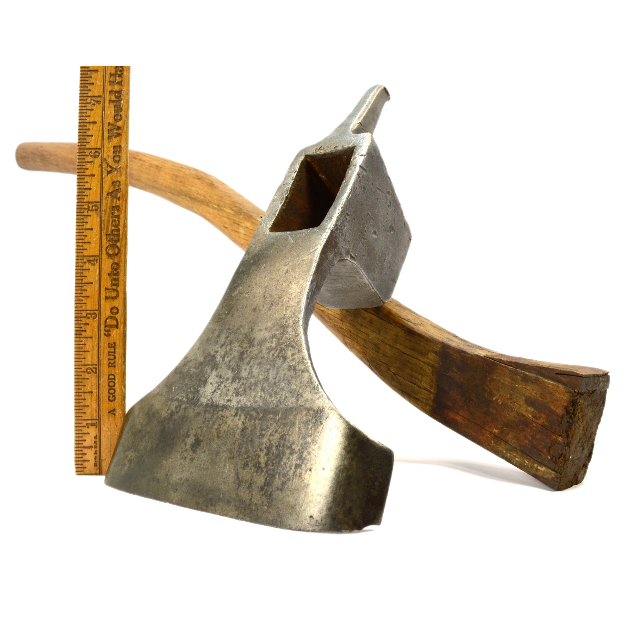 Vintage Antique Lipped Shipwrights Adze with Pole/Foot Handle - L.& I.J. White Partial Logo Pin Adz Tool for Woodworking & Boat Building | Perfect for Carpenters, Shipwrights & DIY Projects