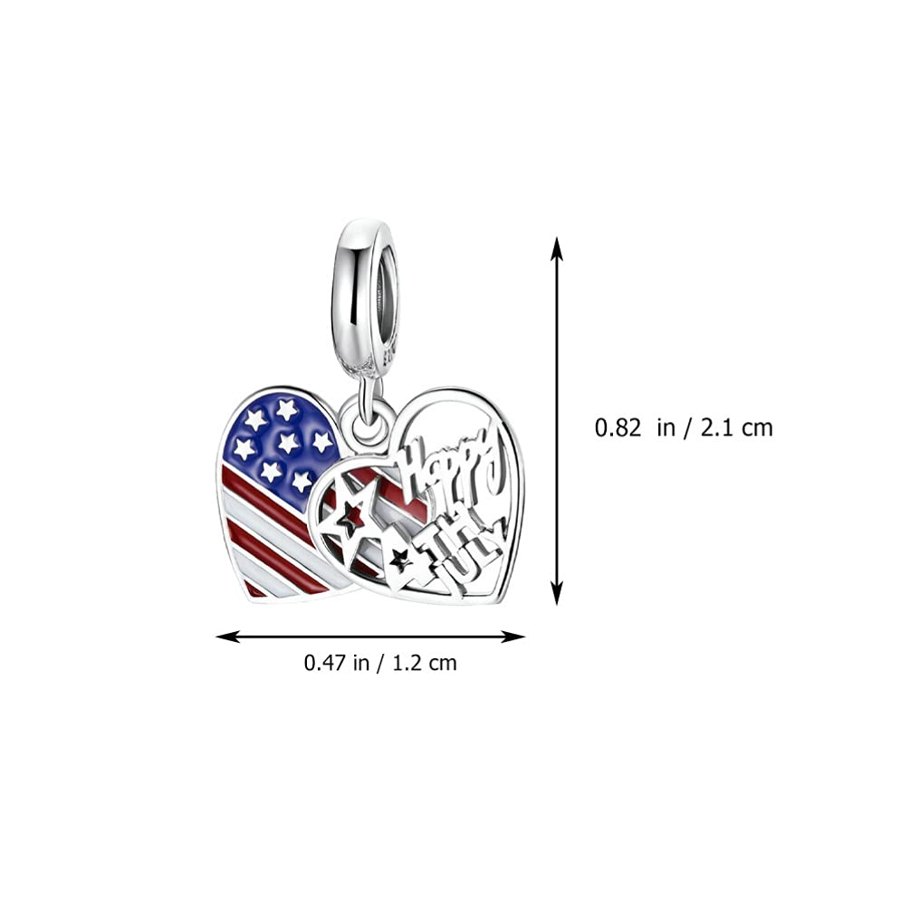 Holibanna 1pc USA Flag Love Charm Bracelet - S925 Sterling Silver Heart Pendant Wrist Chain Accessory for Women | Perfect for 4th of July, Valentine's Day & Patriotic Gifts