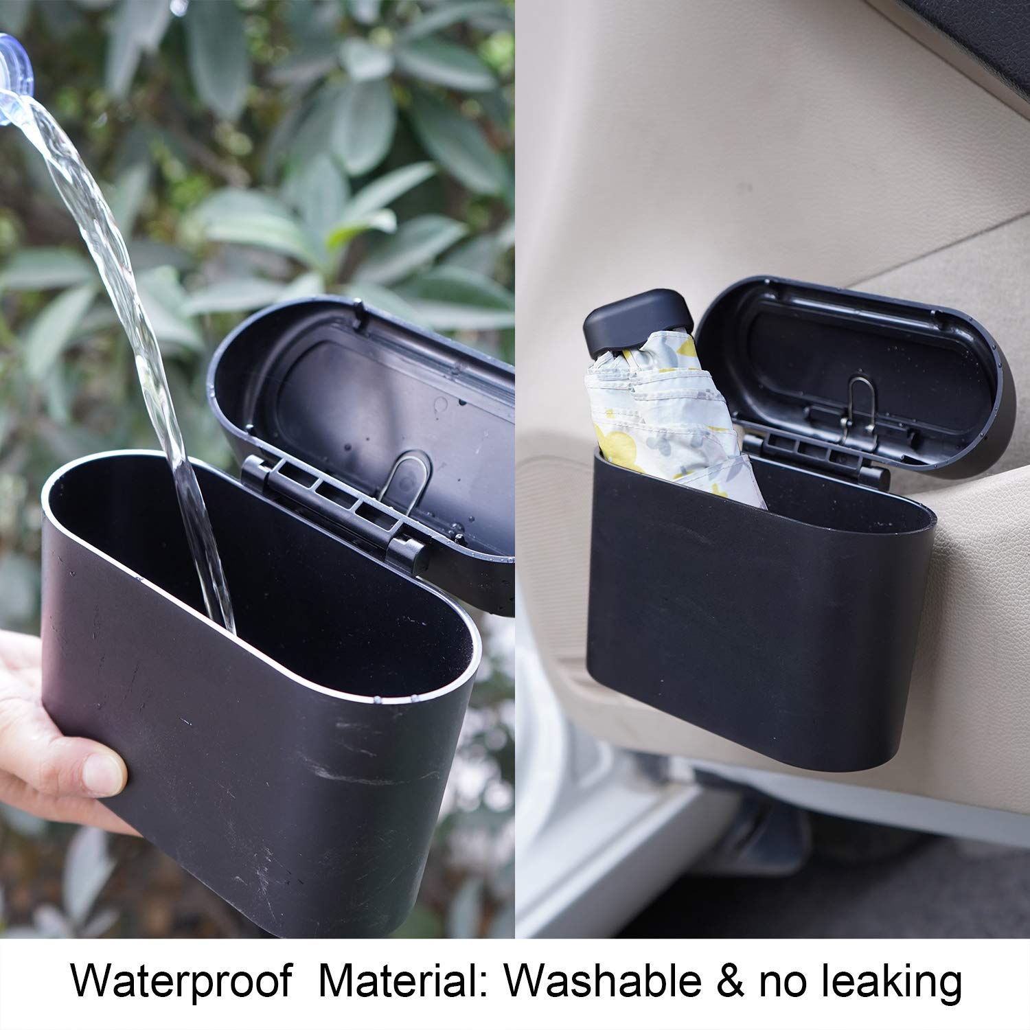 Portable Hanging Mini Car Trash Can with Lid - Waterproof Odorless Wastebasket for Car, Office & Home - Small Plastic Desktop Garbage Bin (Red, 1 Pack) | Ideal for Road Trips, Commuting & Workspace Organization