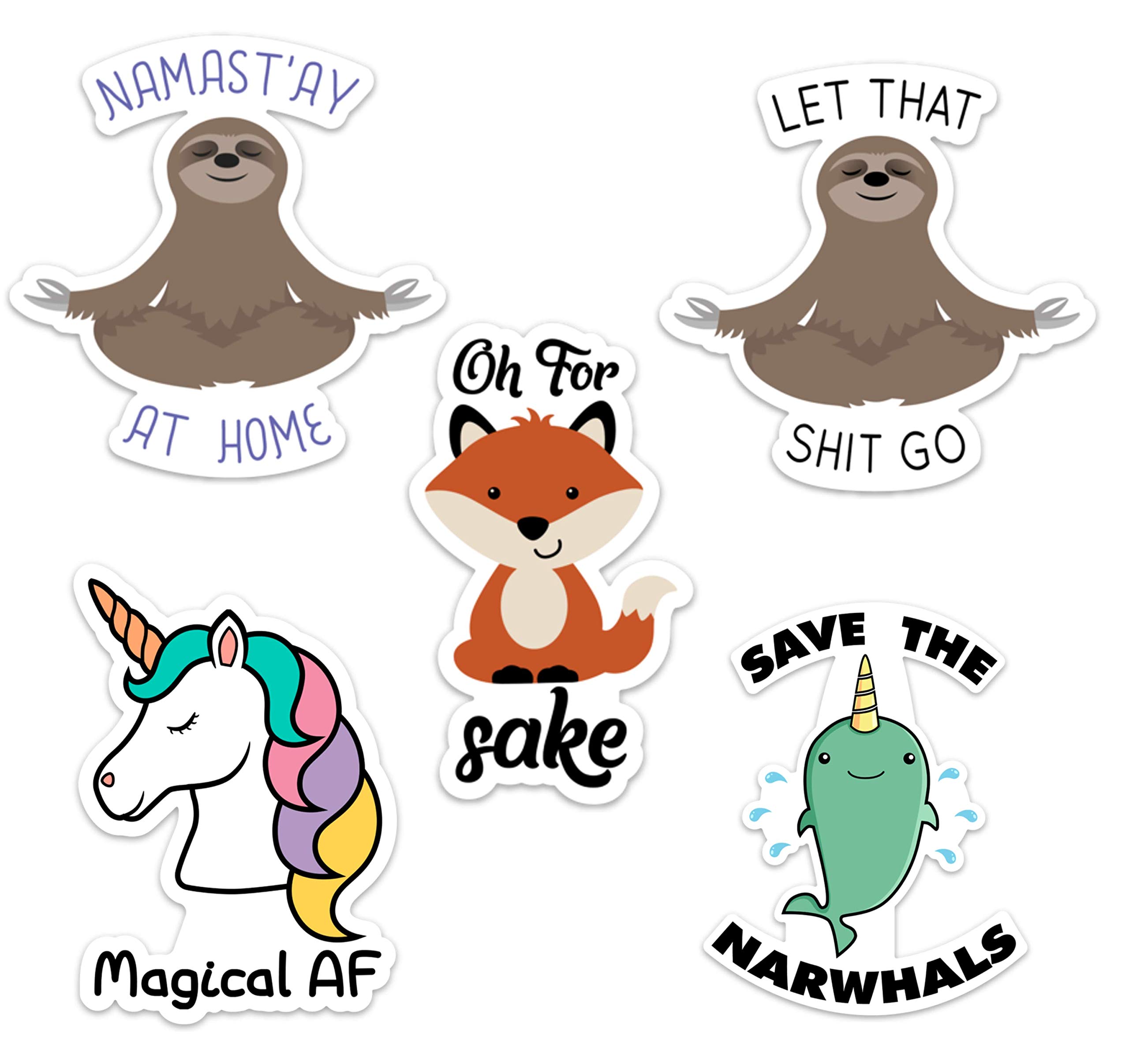 Stickeroonie Best Sellers Sticker Decals 5 Pack - Let That Shit Go Sloth, Magical AF, Fox Sake - 4