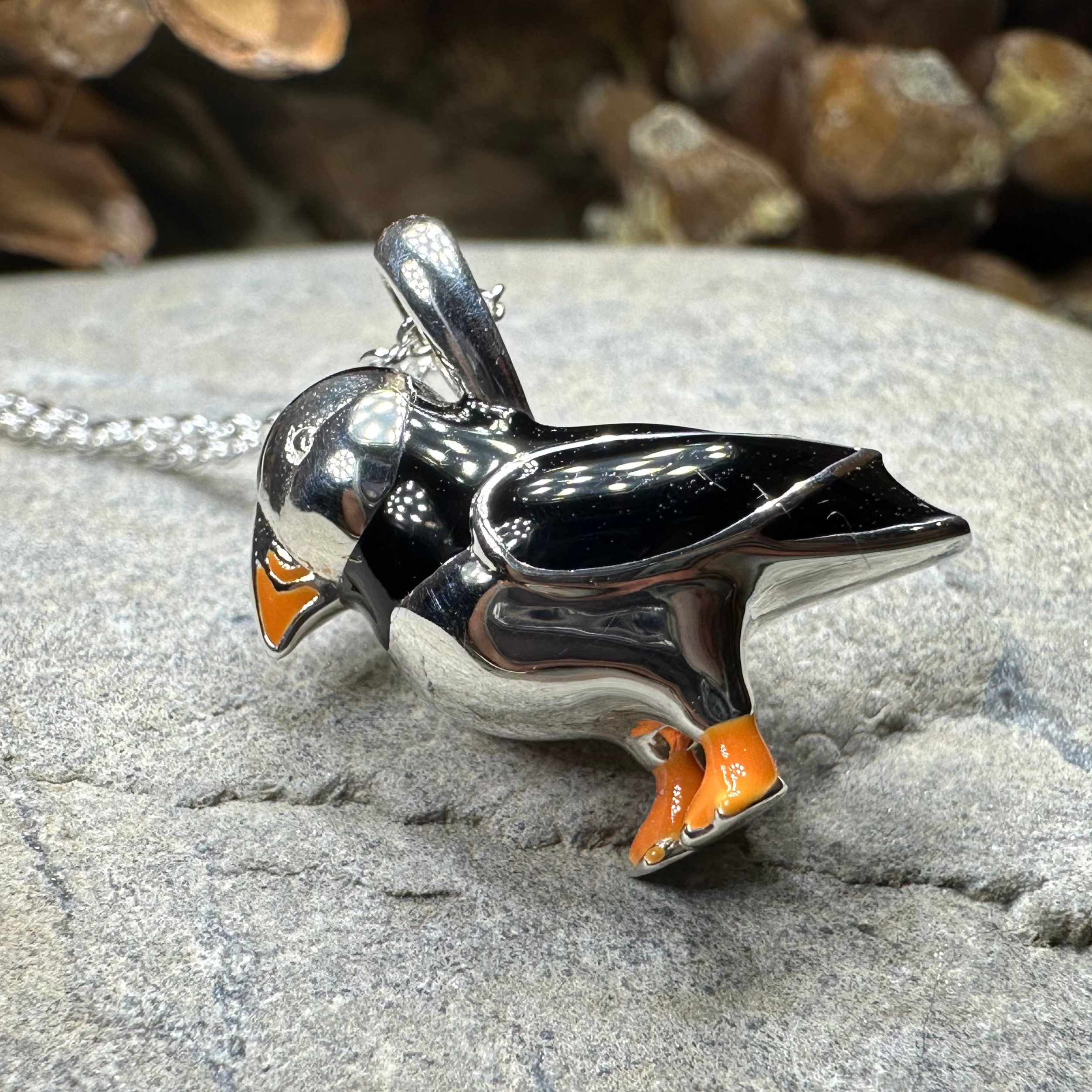 Handmade Enamel Puffin Pendant Necklace - Cute Bird Jewelry Gift for Women - Perfect for Casual Wear, Date Nights & Nature Lovers