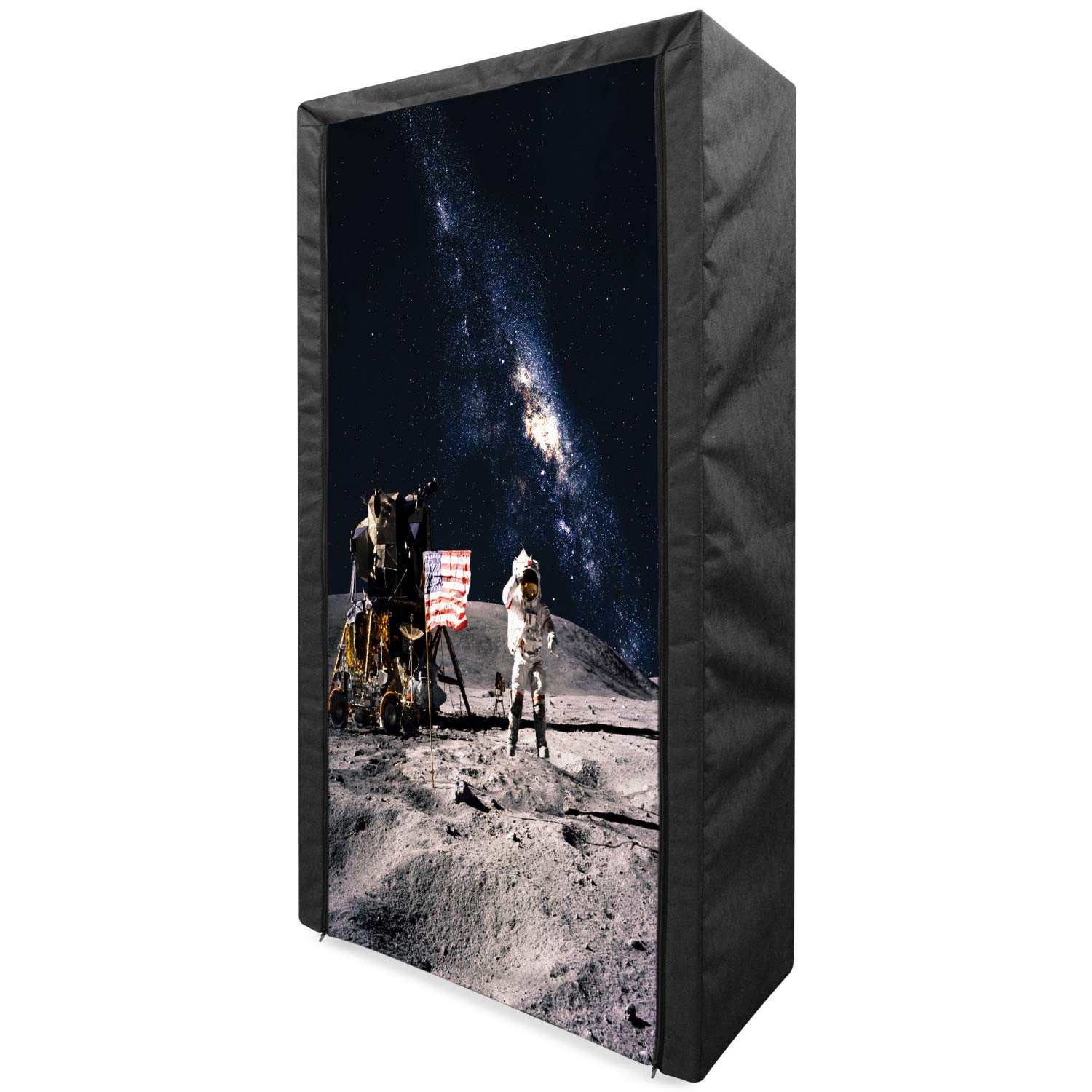 Ambesonne Galaxy Portable Fabric Wardrobe with Shelves - Space Themed Clothing Organizer & Storage Closet (33.5