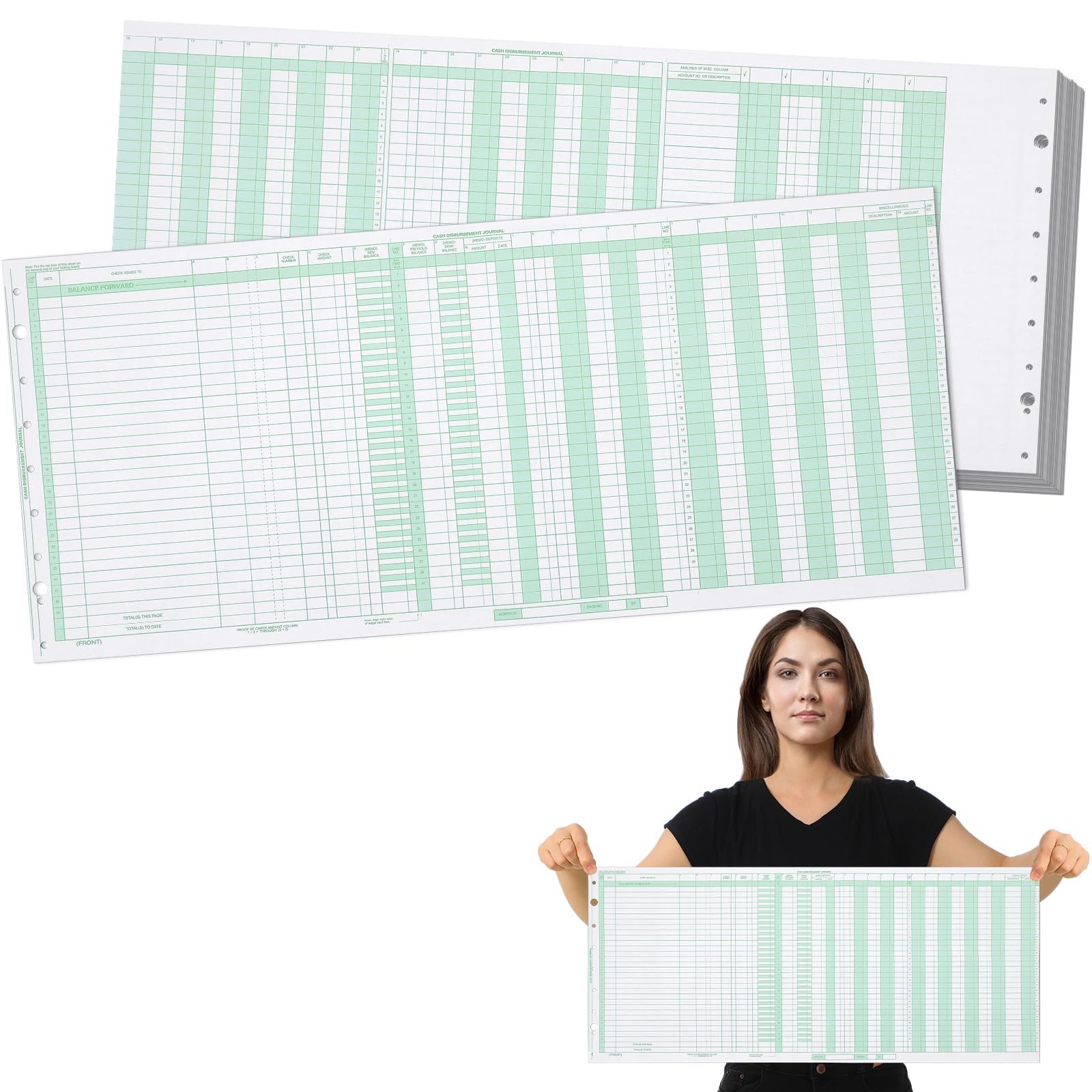 40-Piece General Expense Journal Sheets - 25 3/8