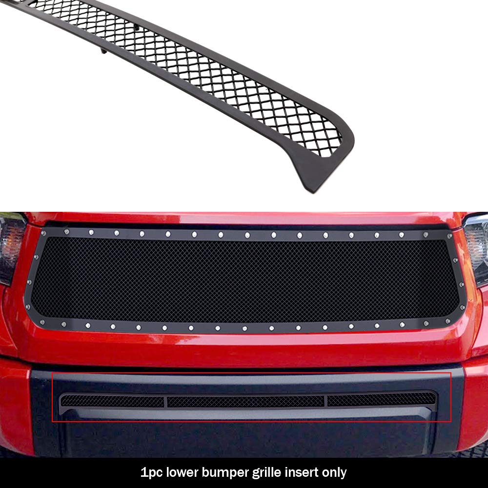 APS Compatible with Toyota Tundra 2014-2021 Lower Bumper Stainless Steel Black Mesh Front Grill Grille Insert T75988H - Upgrade Your Truck's Style & Protection for Off-Roading & Daily Driving
