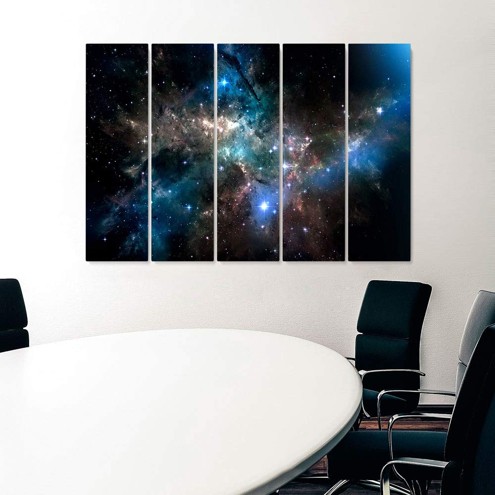 NASA Space Planets Astronomy Solar System Canvas Wall Art - 5 Piece Mega Hubble Light Space Print Set | Office & Home Decor | Made in USA | Perfect for Astronomy Lovers, Classroom Decor, and Science-Themed Rooms