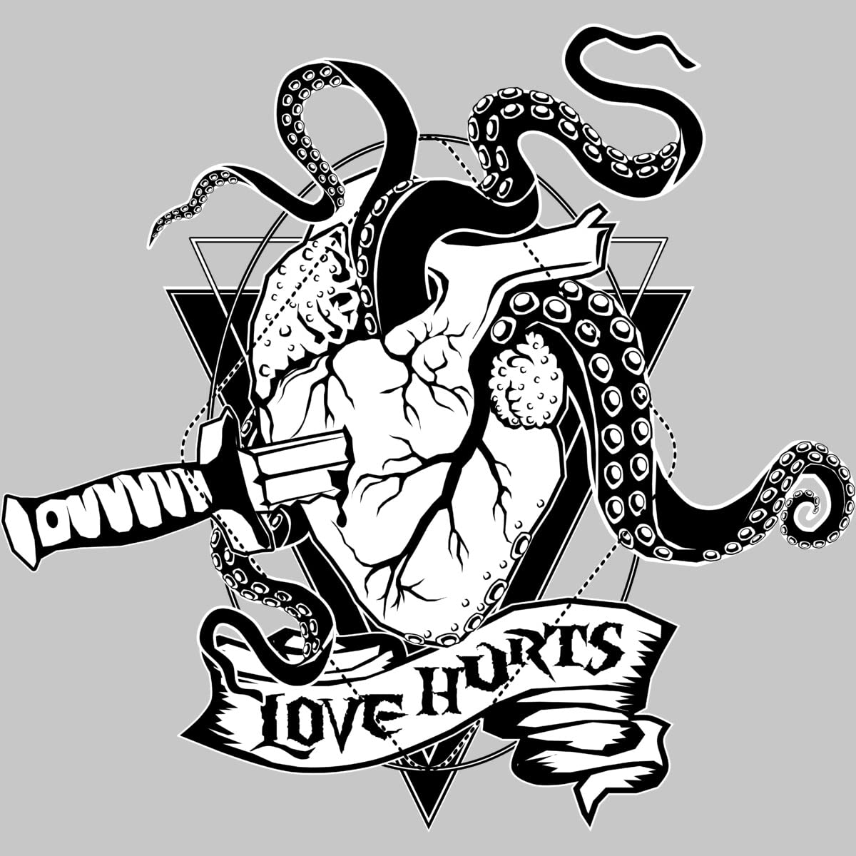 Design By Humans Men's Valentine's Day Love Hurts The Monster Heart Graphic T-Shirt by vonKowen - Soft Cotton Tee for Casual Wear & Couples Gifts