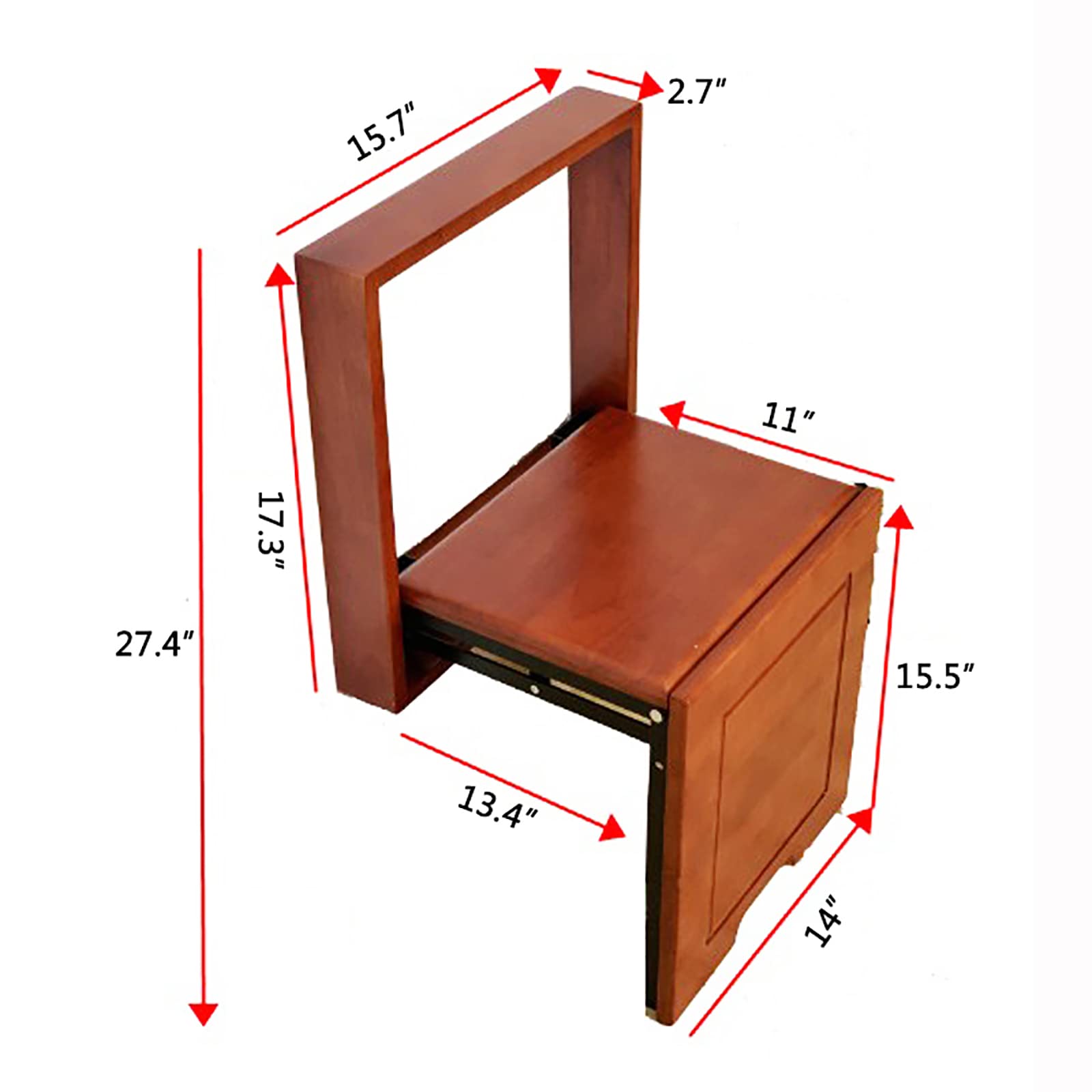 UQ Solid Wood Wall Mounted Entryway Shoe Bench - Foldable Stool Chair for Shoe Changing & Shower Seat - Ideal for Elderly, Kids & Adults (40x44x7cm/16x17x3in) - Perfect for Small Spaces, Entryways & Bathrooms