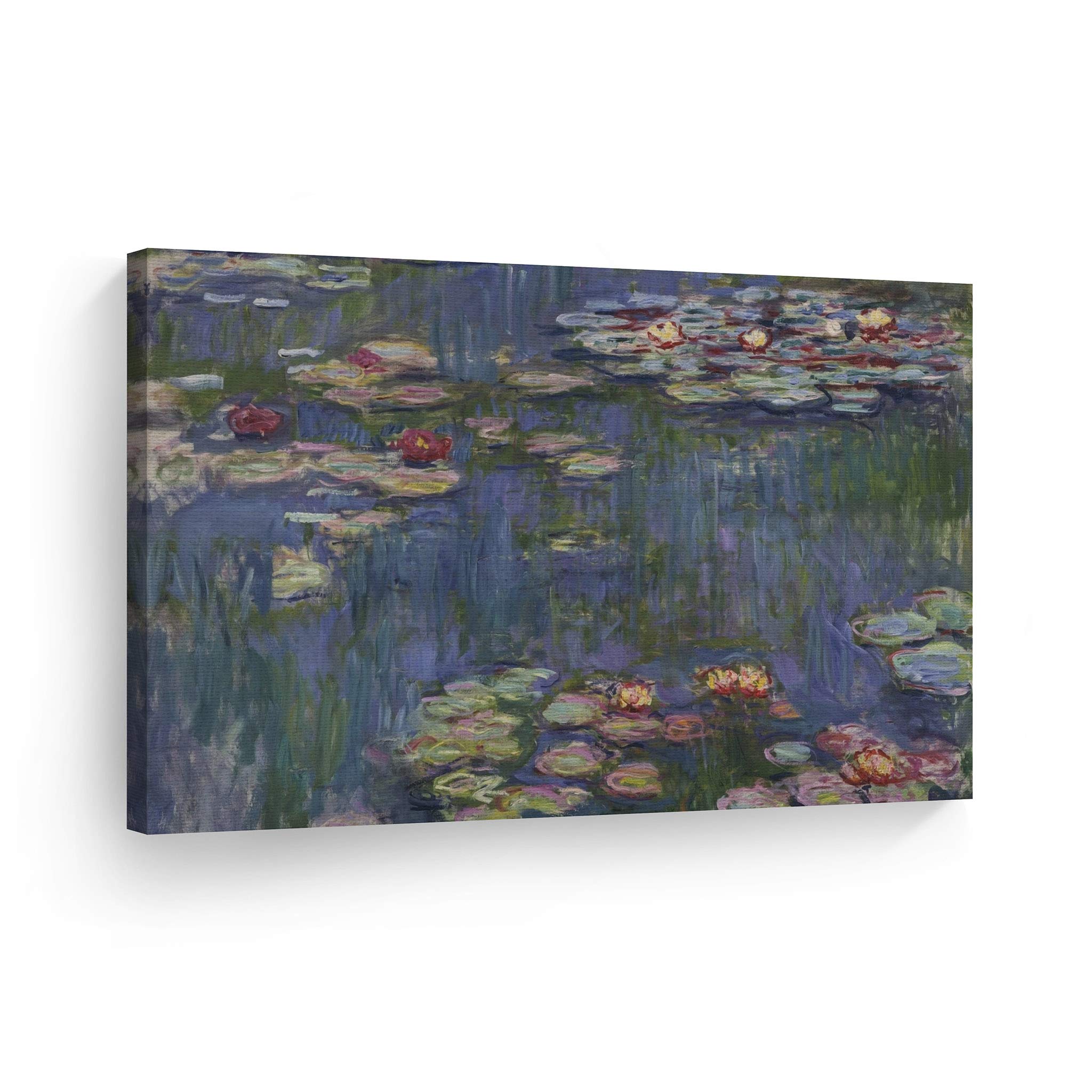 Claude Monet Water Lilies Canvas Wall Art Print - Famous Oil Painting Reproduction, Modern Home Decor, Ready to Hang (24x36 Inches) | Perfect for Living Room, Bedroom & Office Decor | Made in USA