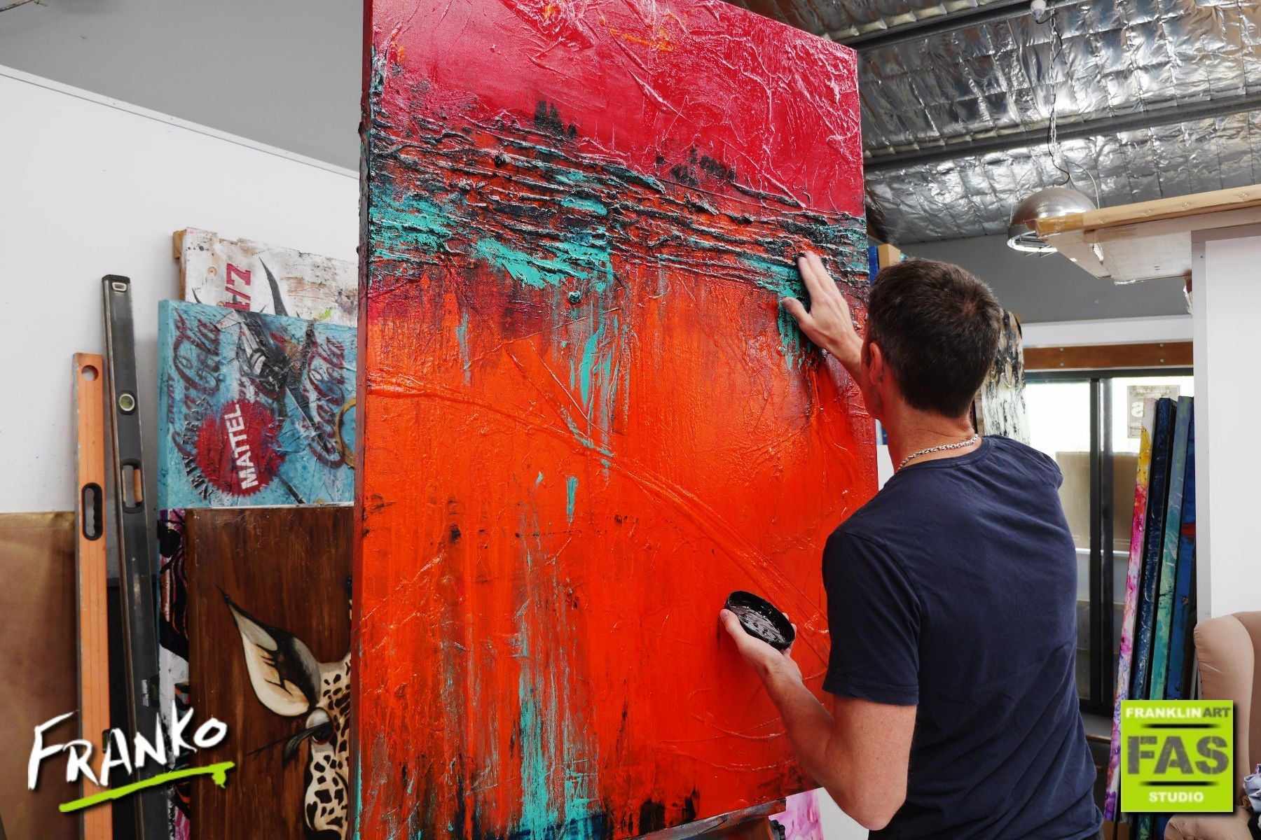 Red Jack Orange Bling 140cm x 100cm Abstract Canvas Art - Modern Home Decor for Living Room, Bedroom & Office Wall