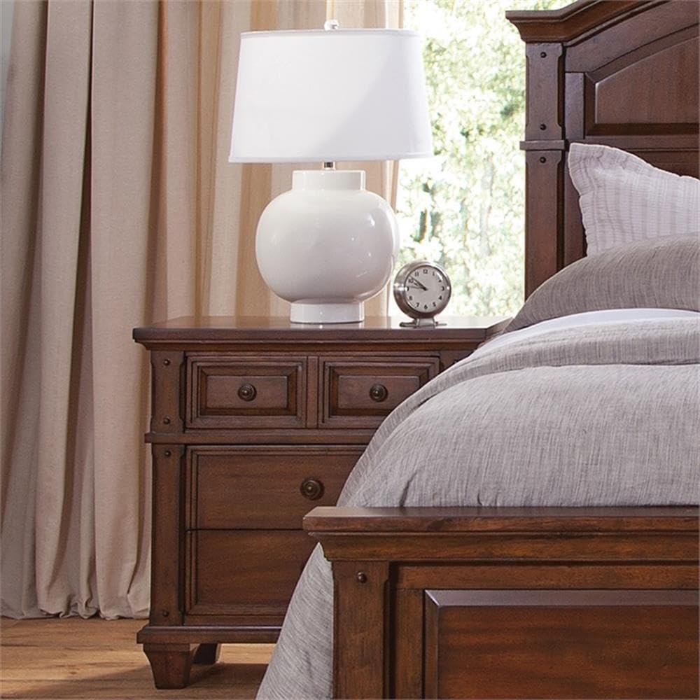 American Woodcrafters Sedona Cherry Finished Wood 3-Drawer Nightstand - Solid Wood Bedside Table with Storage for Bedroom, Living Room & Guest Room