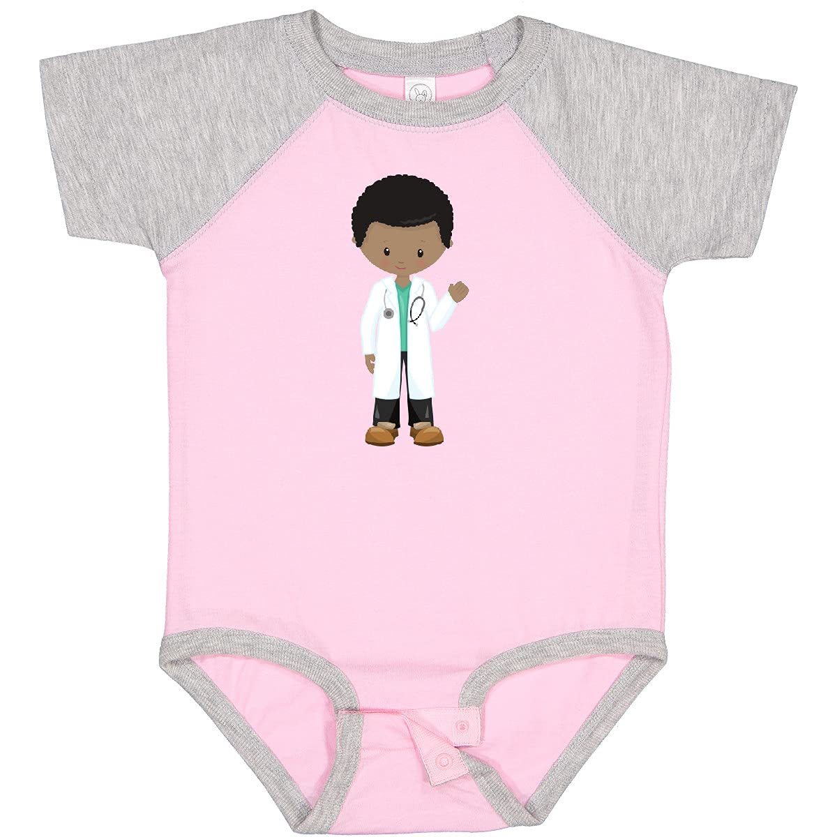 Inktastic African American Boy Doctor Lab Coat Baby Bodysuit - Cute Medical-Themed Outfit for Infants & Toddlers - Perfect for Doctor Role Play, Halloween Costume, and Everyday Wear