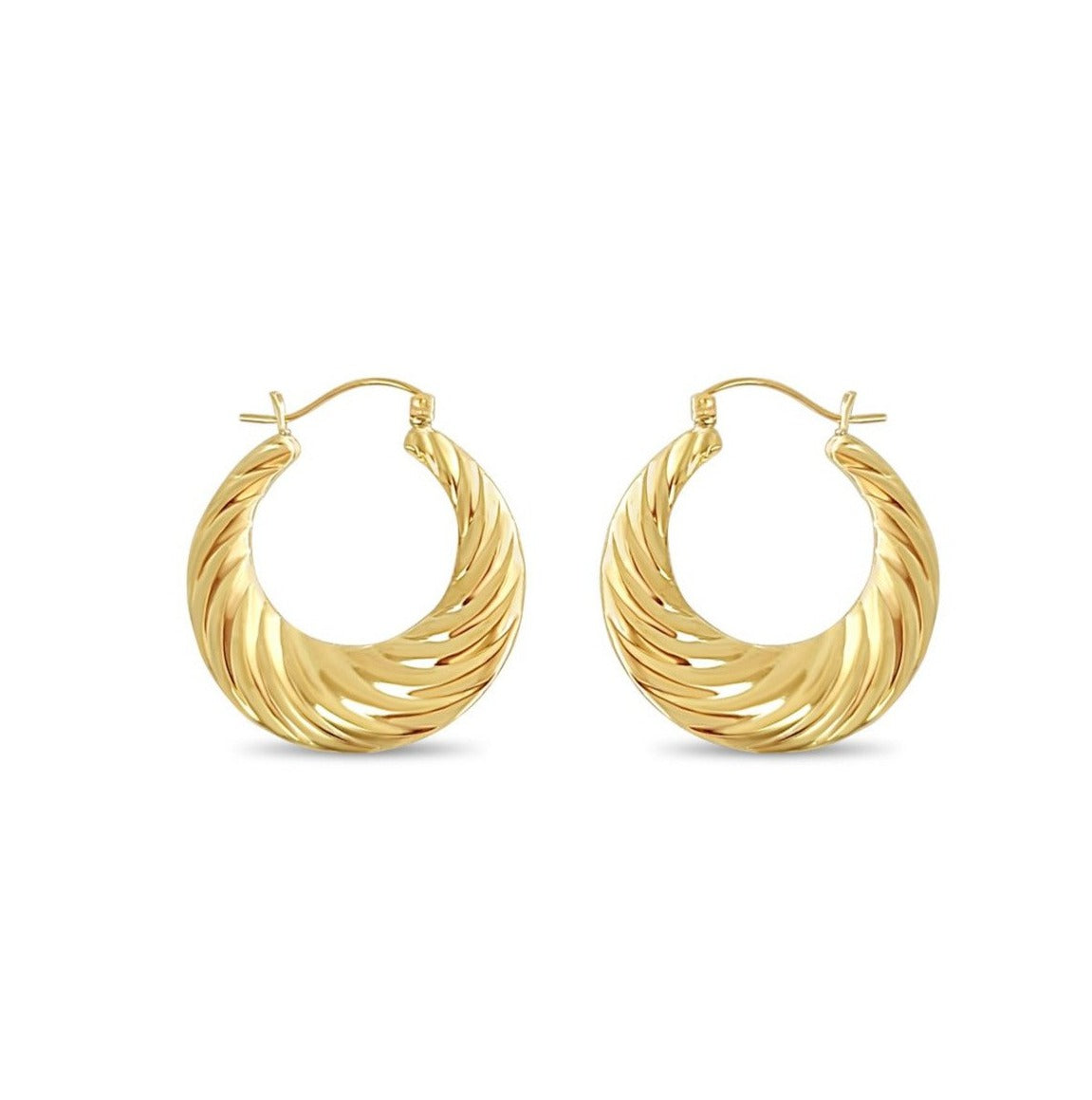 Elegant Polished Shrimp Creole Hoop Earrings for Women - Vintage Gold Dangle Earrings for Party, Wedding & Everyday Wear