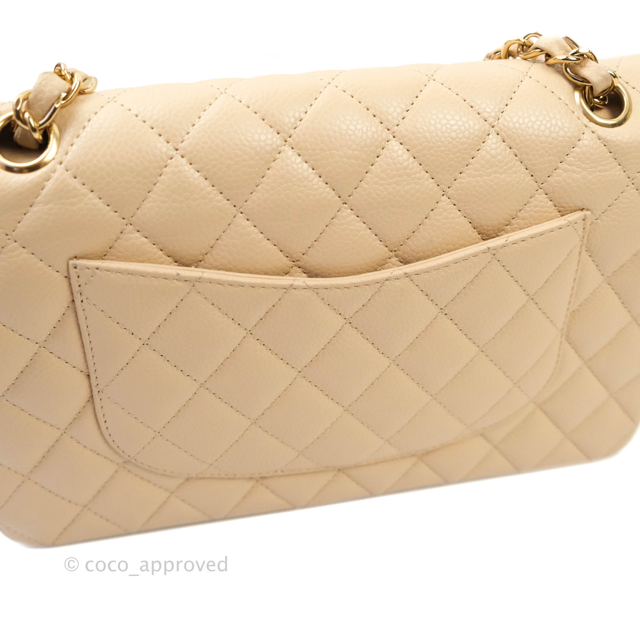 Chanel Classic M/L Medium Double Flap Bag in Beige Caviar Leather with Gold Hardware - Luxury Handbag for Women, Perfect for Work, Date Night & Special Occasions