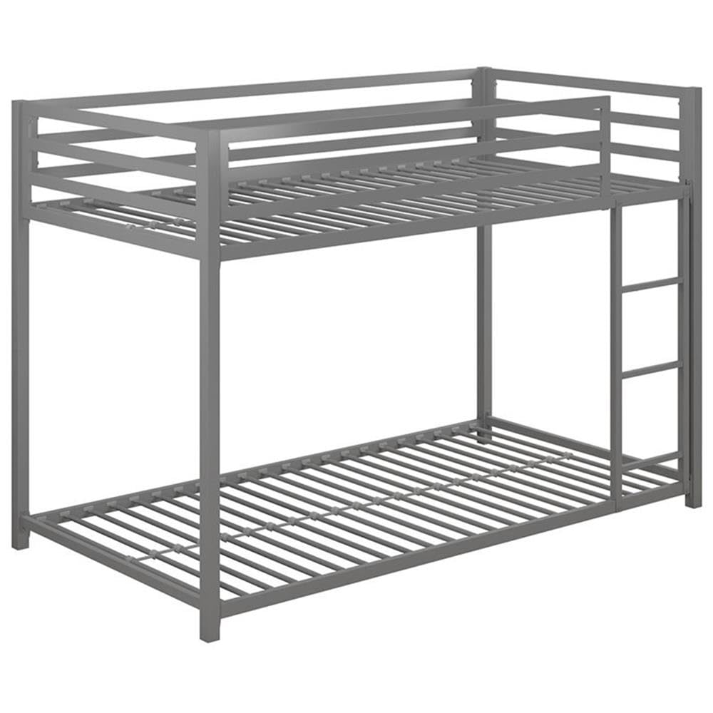 Rosebery Kids Twin Over Twin Metal Bunk Bed - Silver Finish | Space-Saving Bed for Siblings & Sleepovers | Perfect for Small Bedrooms & Shared Kids Rooms