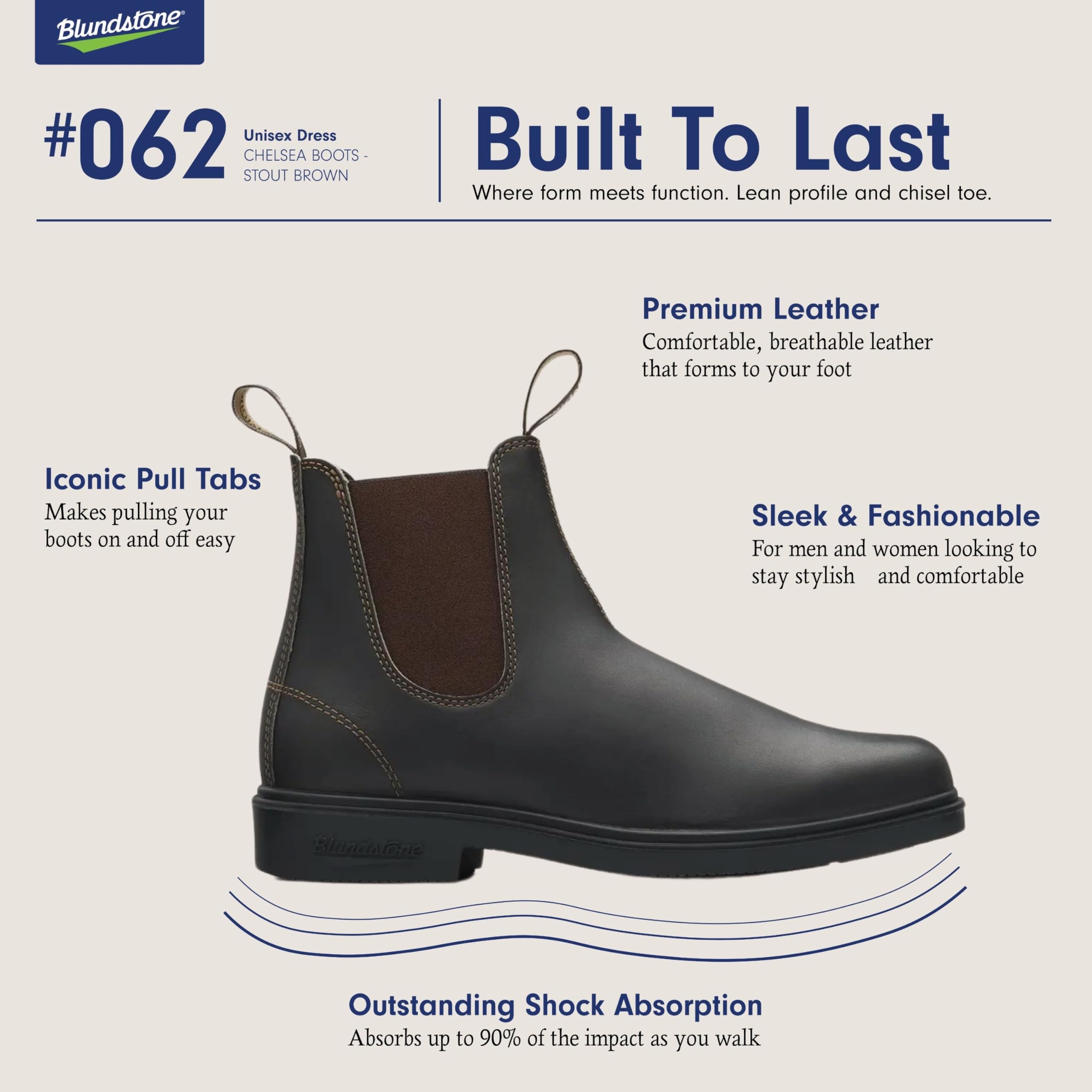 Blundstone Unisex Chelsea Dress Boots - Waterproof Leather Ankle Boots for Men & Women - Perfect for Work, Casual & Outdoor Activities
