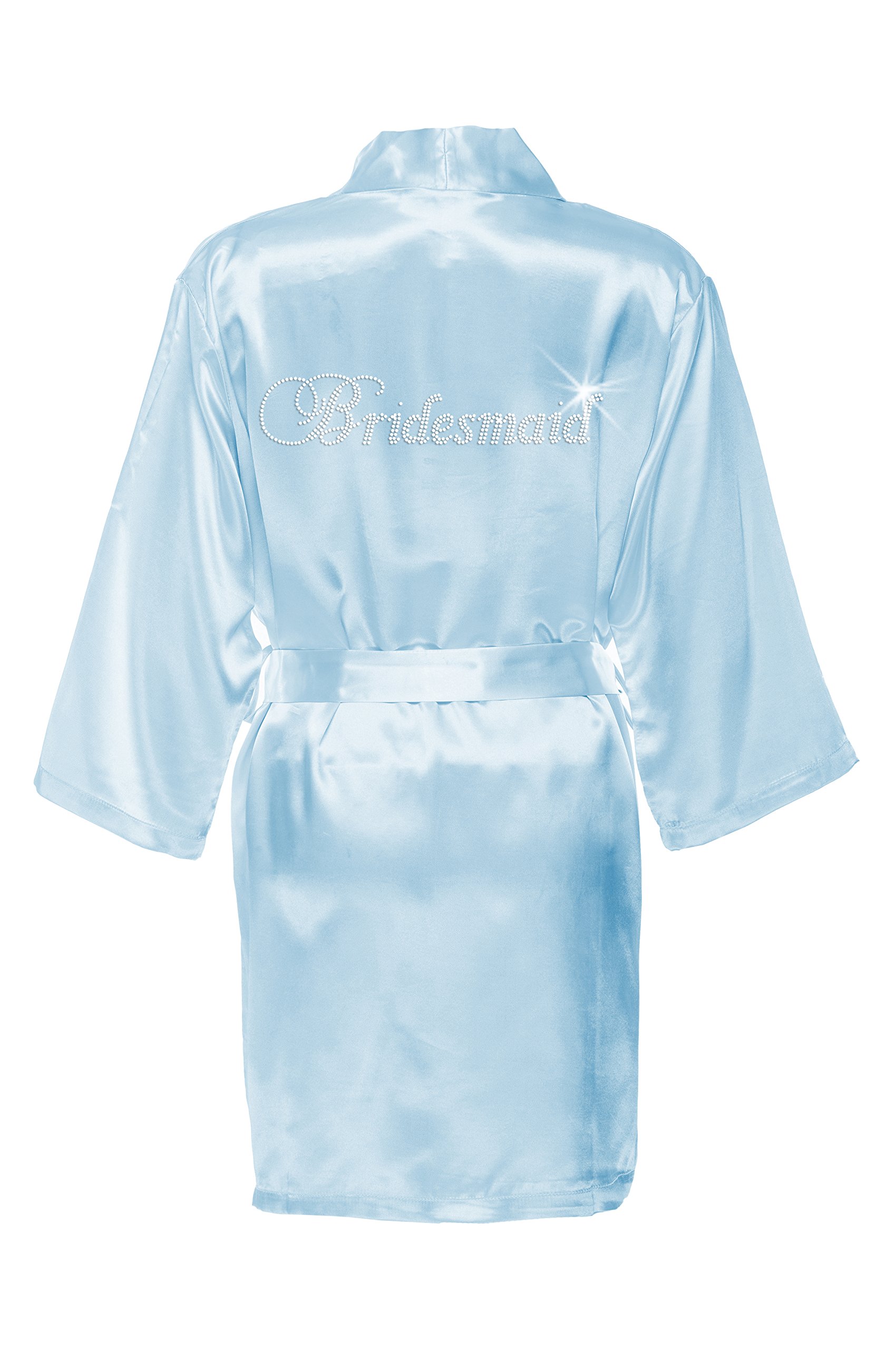 Elegant Rhinestone Bridesmaid Satin Robe - Wedding Party & Bachelorette