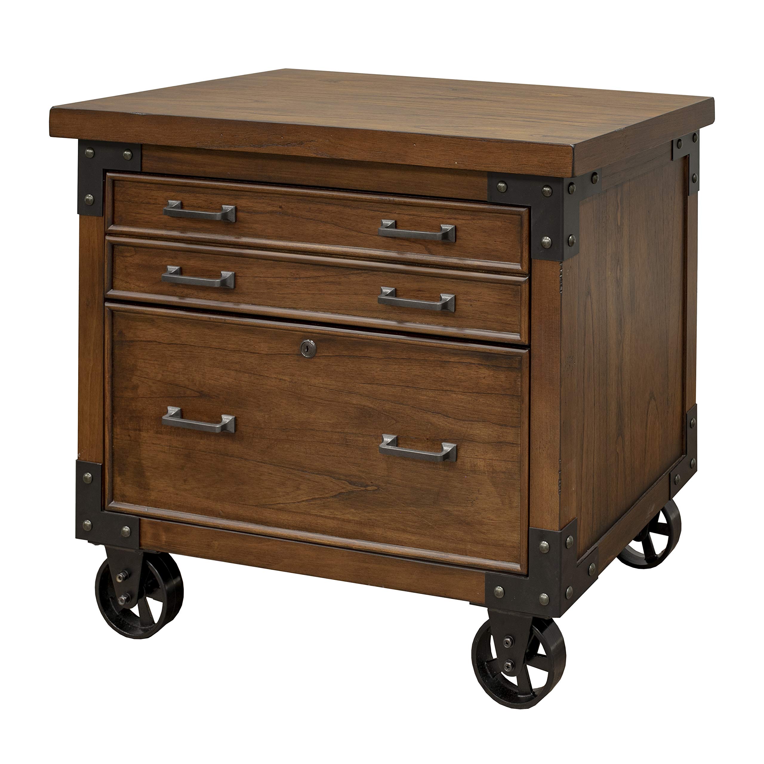 Martin Furniture 2-Drawer Lateral File Cabinet - Brown Wood Finish for Home Office & Business Storage Organization