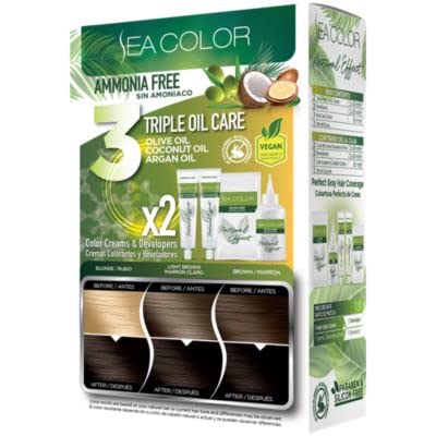 Natural Effect Permanent Hair Dye Kit - Ammonia Free Dark Brown Hair Color (1 Kit) for Home Use & Salon Quality Results