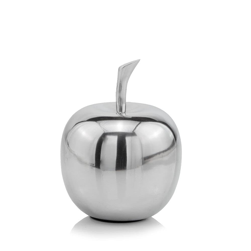 HomeRoots 383763 Silver Polished Mini Apple Shaped Aluminum Accent - Elegant Home Decor for Living Room, Kitchen & Office Desk | Unique Gift Idea for Housewarming & Holidays