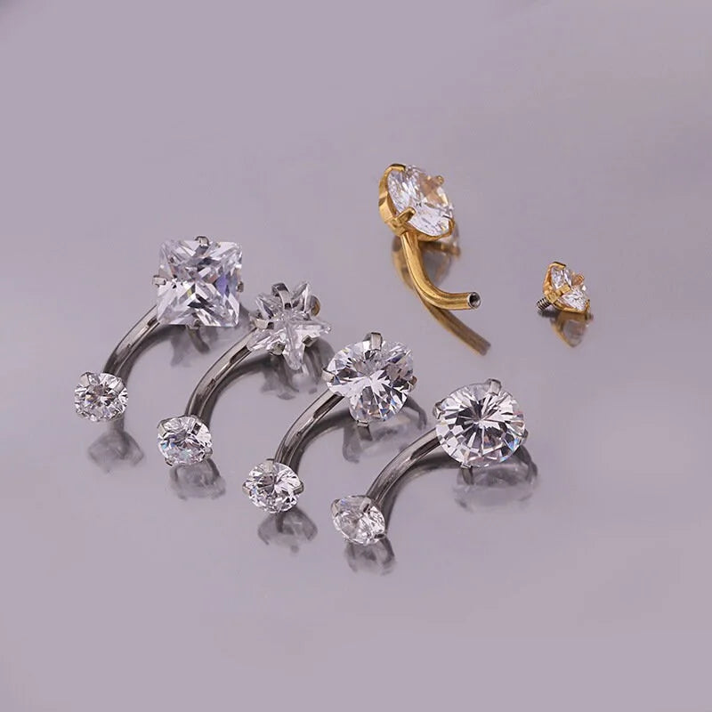 14G Surgical Steel Gold Navel Ring - Hypoallergenic Belly Button Piercing Jewelry for Women | Perfect for Everyday Wear, Parties & Beach Outfits (ER8526)