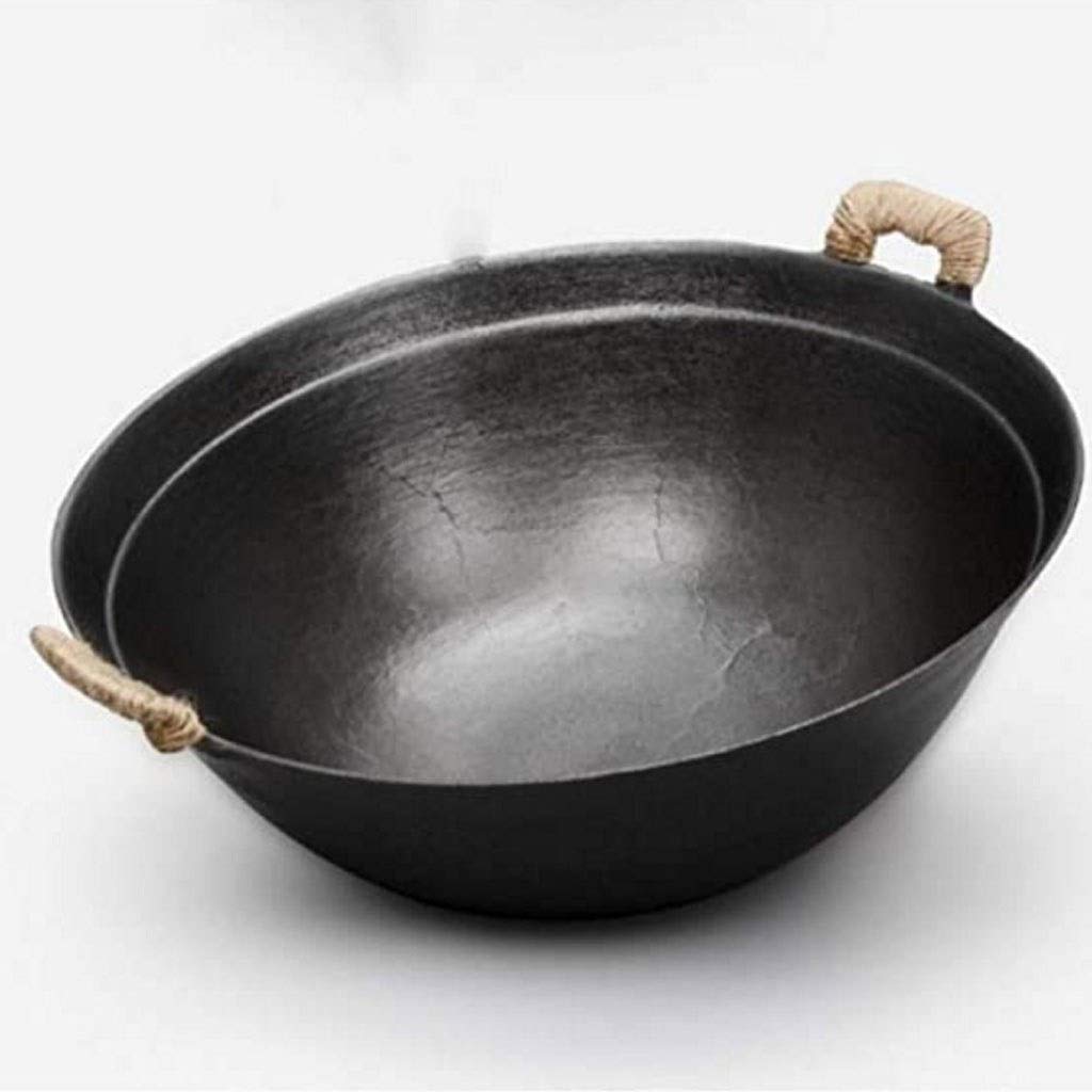 Best Uncoated Cast Iron Skillet - Non-Stick Flat Bottom Wok Pan for Gas & Induction Stoves - Perfect for Stir Fry, Searing, Baking & Camping Cooking