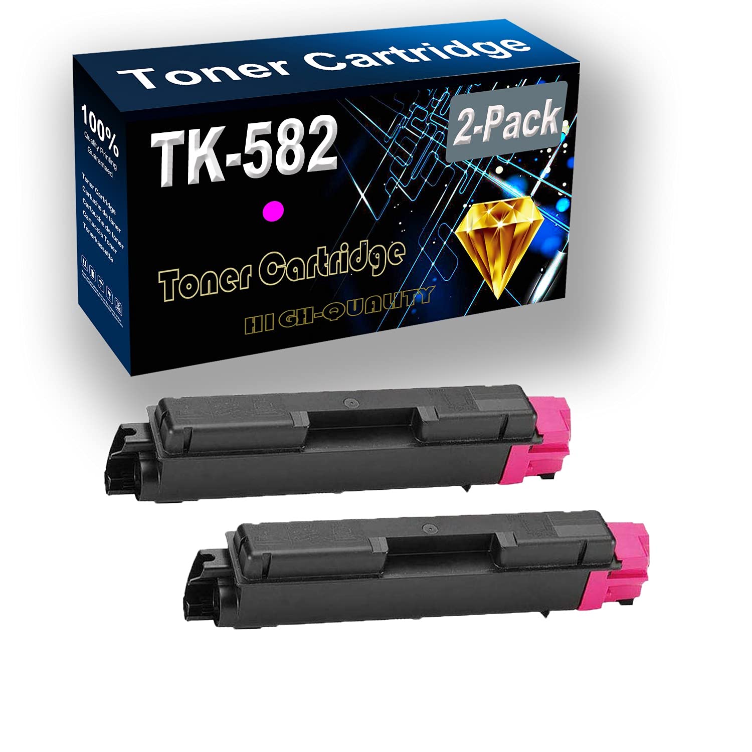 2-Pack High Yield TK-582/TK582M Compatible Toner Cartridge (Magenta) for Kyocera Ecosys FS-C5150DN & P6021CDN Printers | Long-Lasting Laser Printer Ink Replacement | Ideal for Office & Home Printing Needs