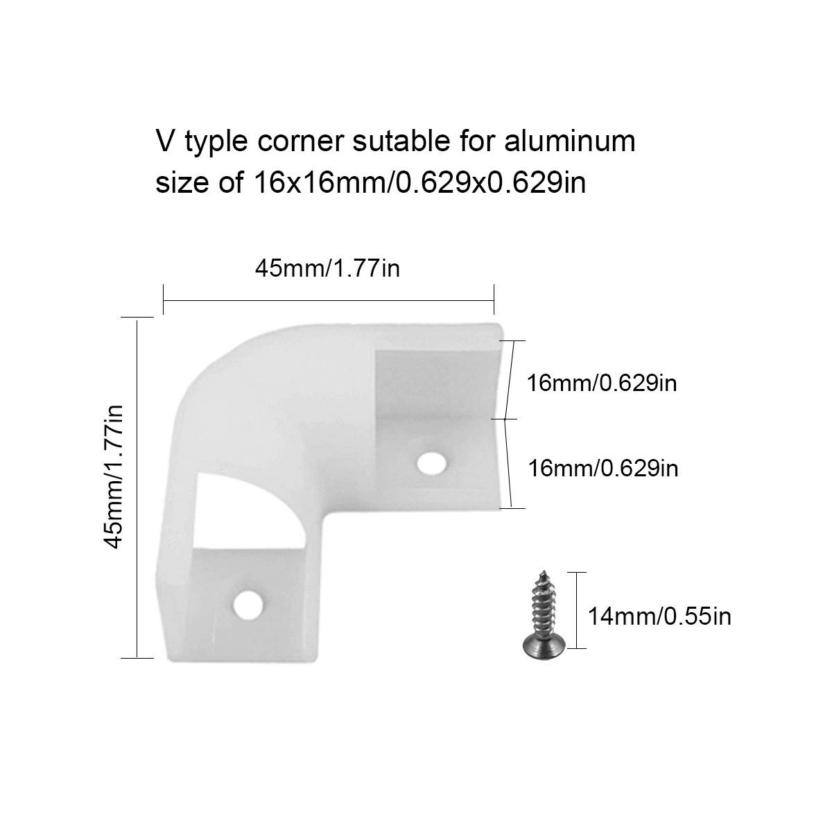 HAMRVL 90 Degree LED Aluminum Channel Corner Kit - 45x45mm L Shape Connector for LED Strip Lights - 16x16mm V Shape Aluminum Profile with Screws - Perfect for Kitchen Cabinet Lighting, Cove Lighting & Under Cabinet LED Installation