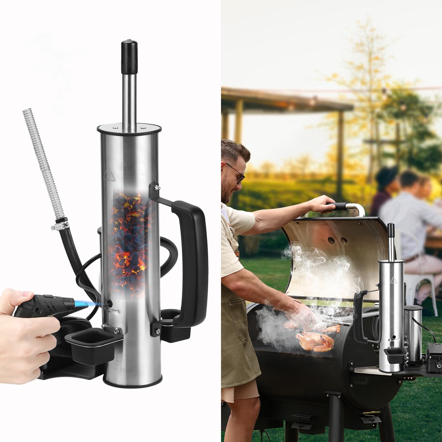 Electric Smoker Tube for Pellet Grill - Portable Cold & Hot Smoke Generator with Air Pump - Continuous Smoke for BBQ, Grilling, Tailgating - Perfect for Backyard Parties, Camping & Outdoor Cooking