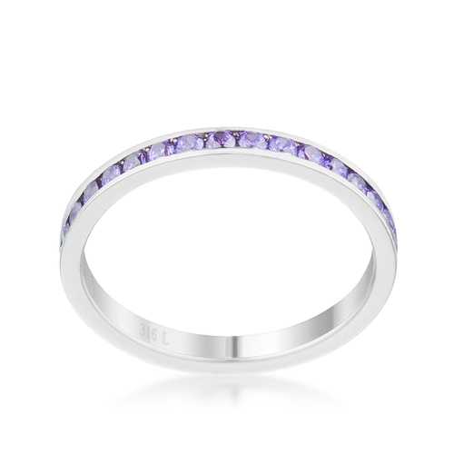 0.5ct Amethyst & CZ Eternity Ring for Women - Sterling Silver Stackable Band - Perfect for Anniversary, Wedding, and Everyday Jewelry Gift