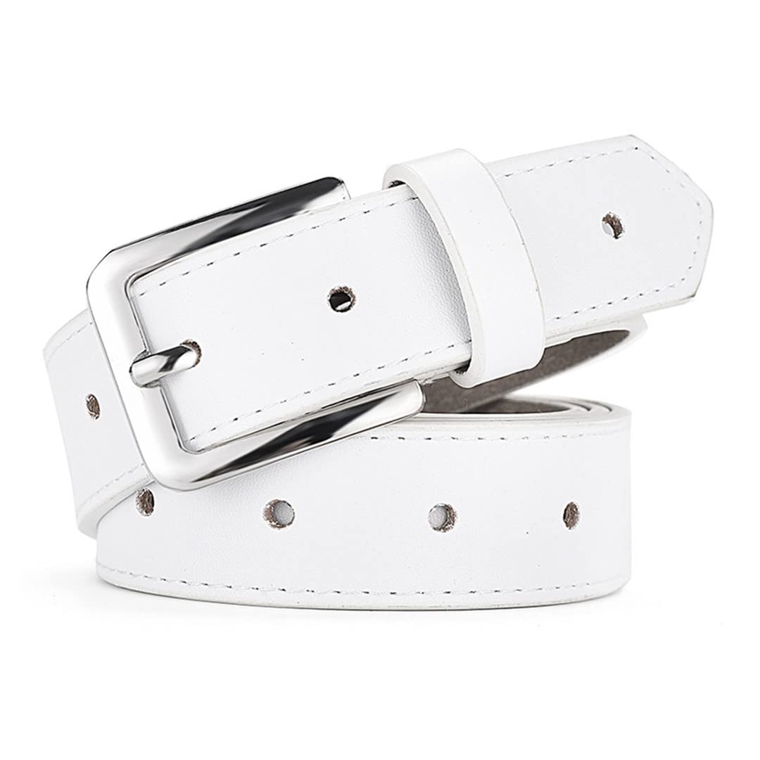 Genuine Pink Leather Belt for Women - Stylish Pin Buckle Design - Perfect for Jeans, Dresses & Casual Outfits
