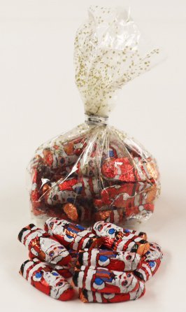 Scott's Cakes 8 oz Solid Milk Chocolate Peanut Butter Filled Santas - Gold & Silver Confetti Foil Wrapped Holiday Treats for Christmas Gifts, Stocking Stuffers & Party Favors