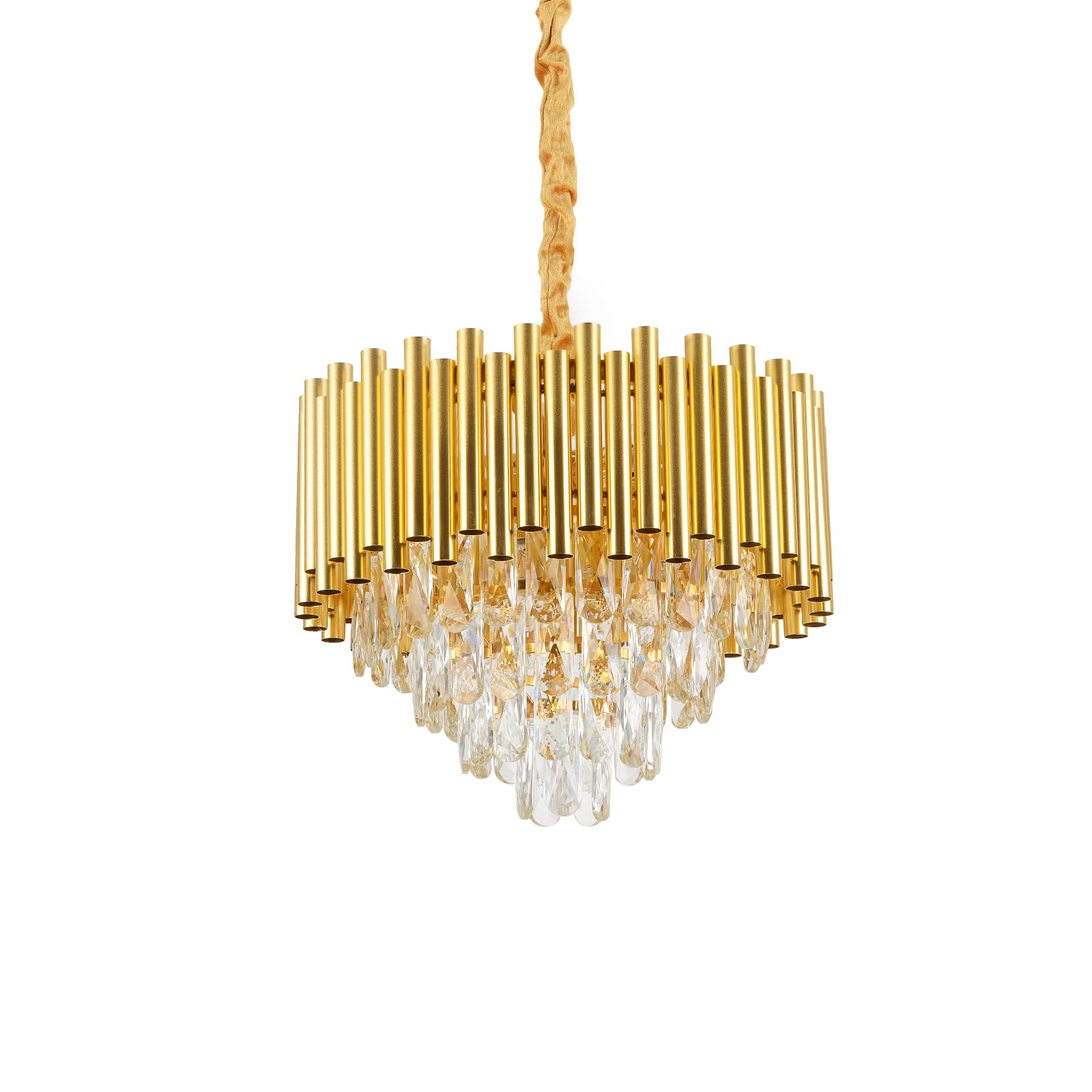 TFCFL Modern Crystal Chandelier Light - 4-Tier Raindrop Crystal Pendant Fixture, Flush Mount Ceiling Lighting for Dining Room, Living Room & Kitchen Island (E12 x 4 Lights) | Elegant Home Decor for Weddings, Restaurants & Luxury Interiors