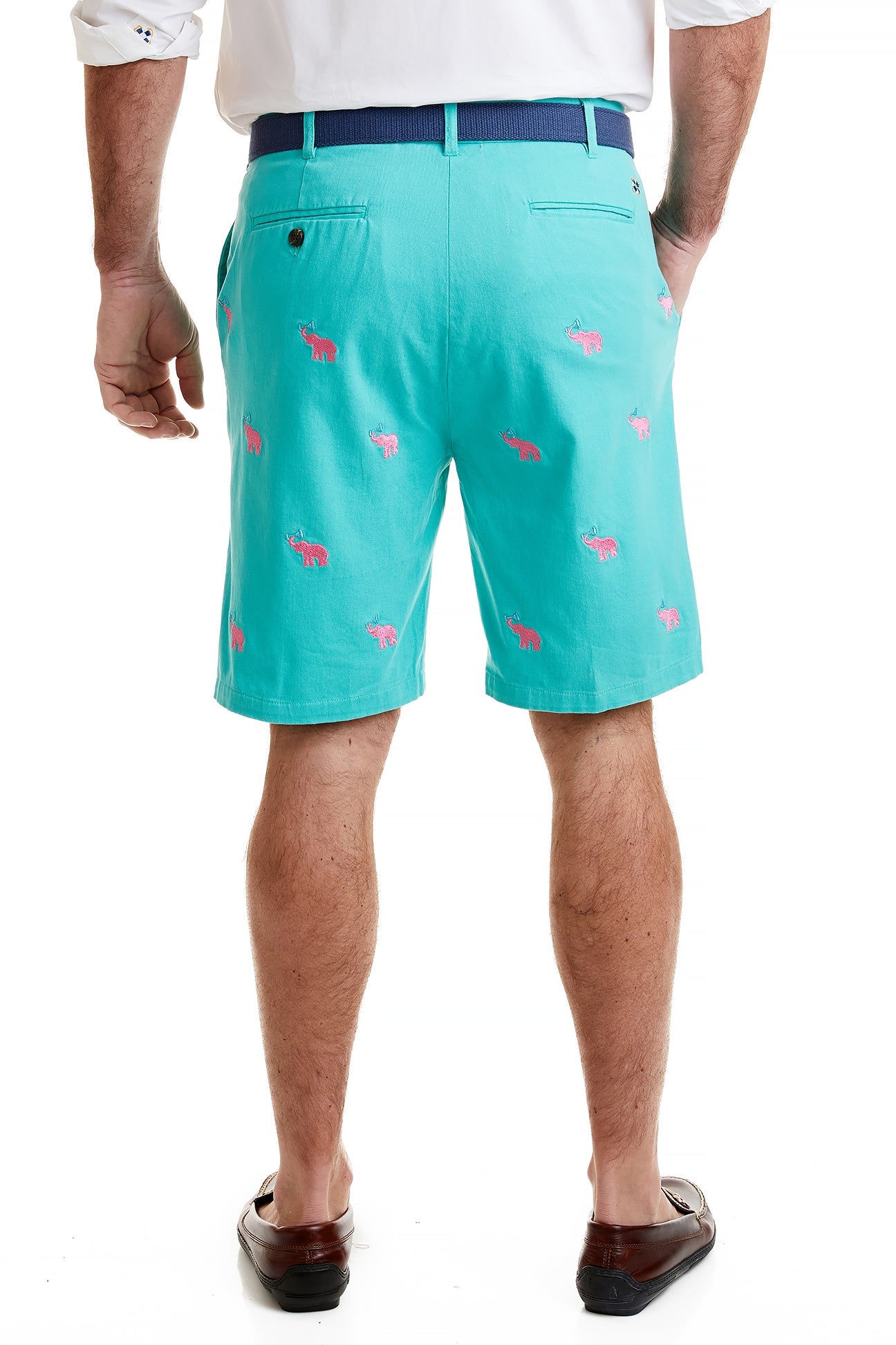 Cisco Short Stretch Twill Aquatic Green with Elephant Print - Comfortable Casual Pants for Women, Perfect for Outdoor Activities, Travel and Daily Wear